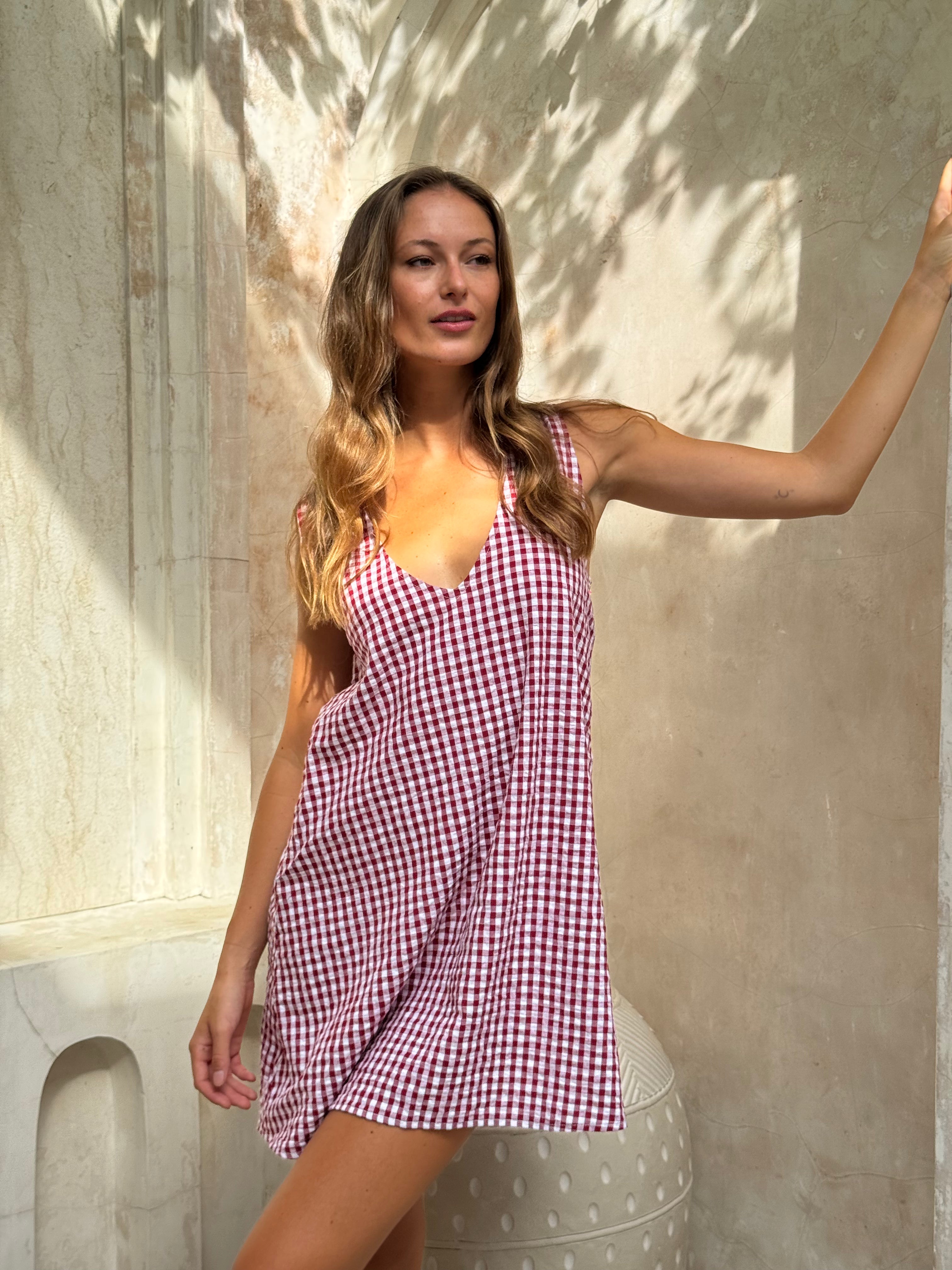 MINI GILI in Maroon Gingham by Puka the Label