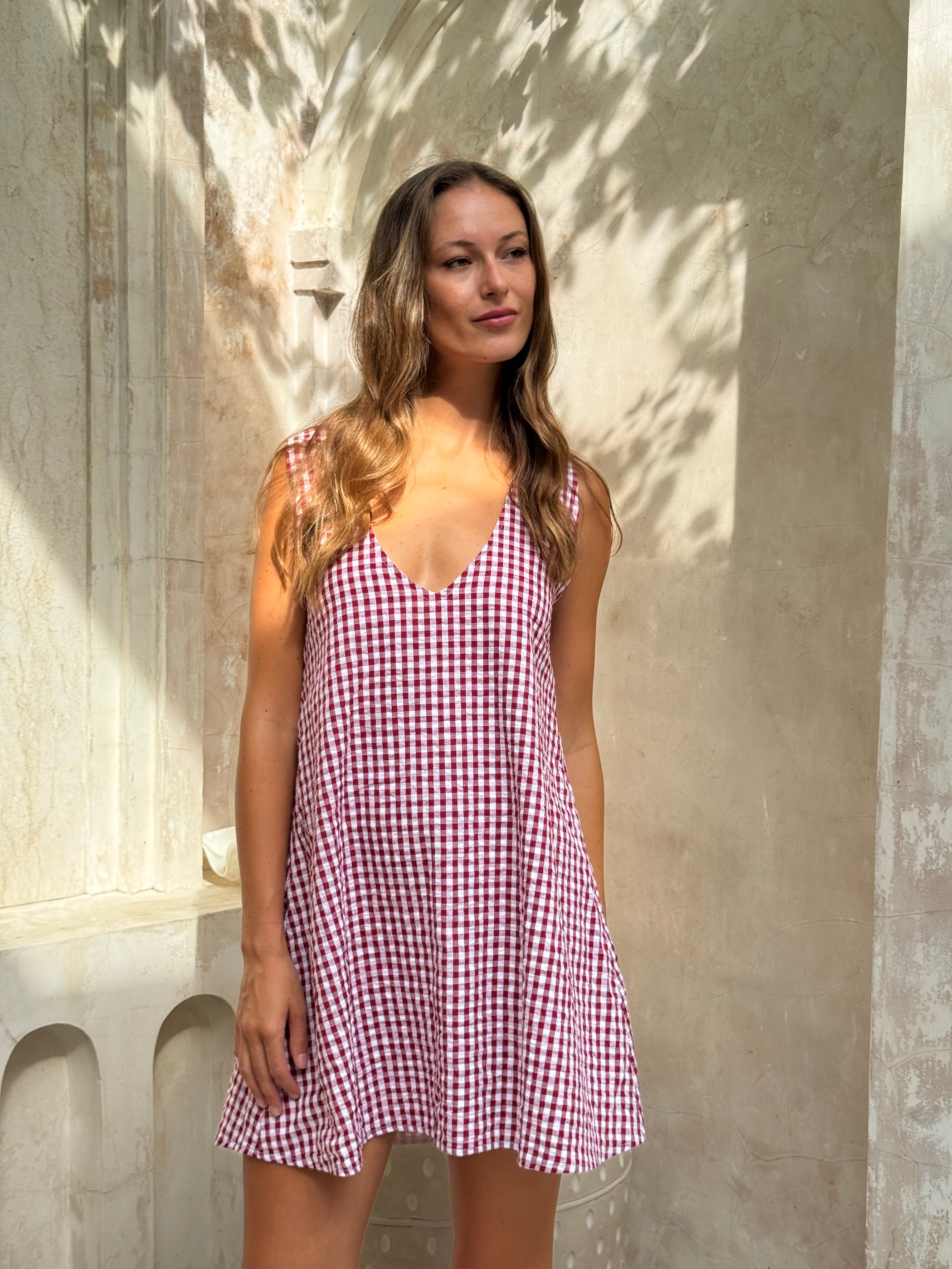 MINI GILI in Maroon Gingham by Puka the Label