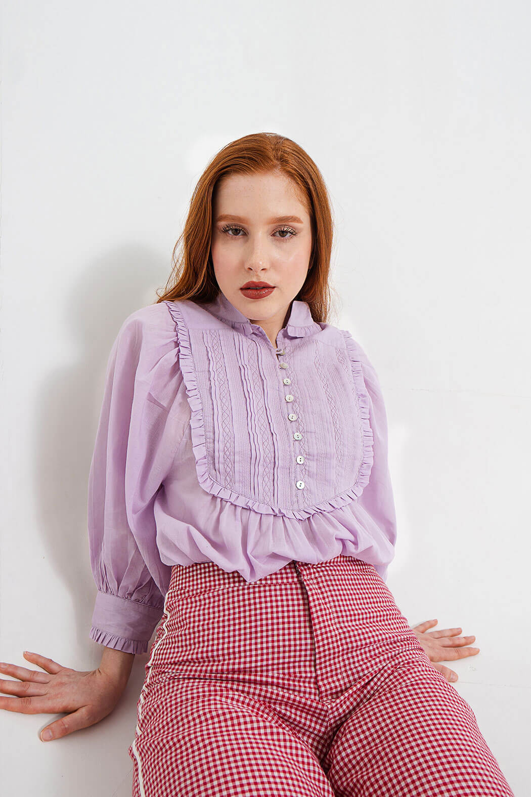 Reina Lavender Pintuck Blouse by Hess