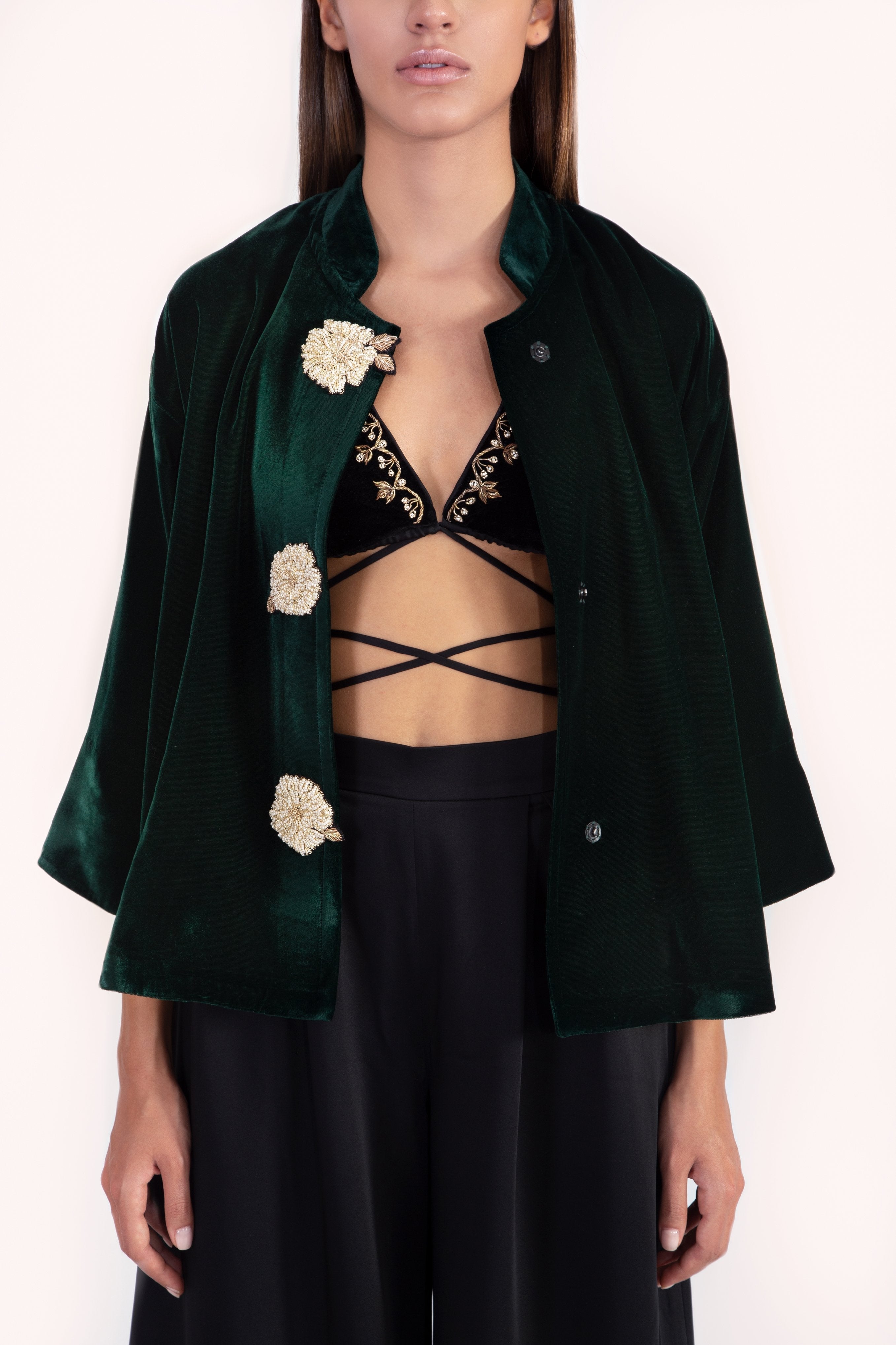 Rosa Velvet Jacket - Emerald by Rosewater House