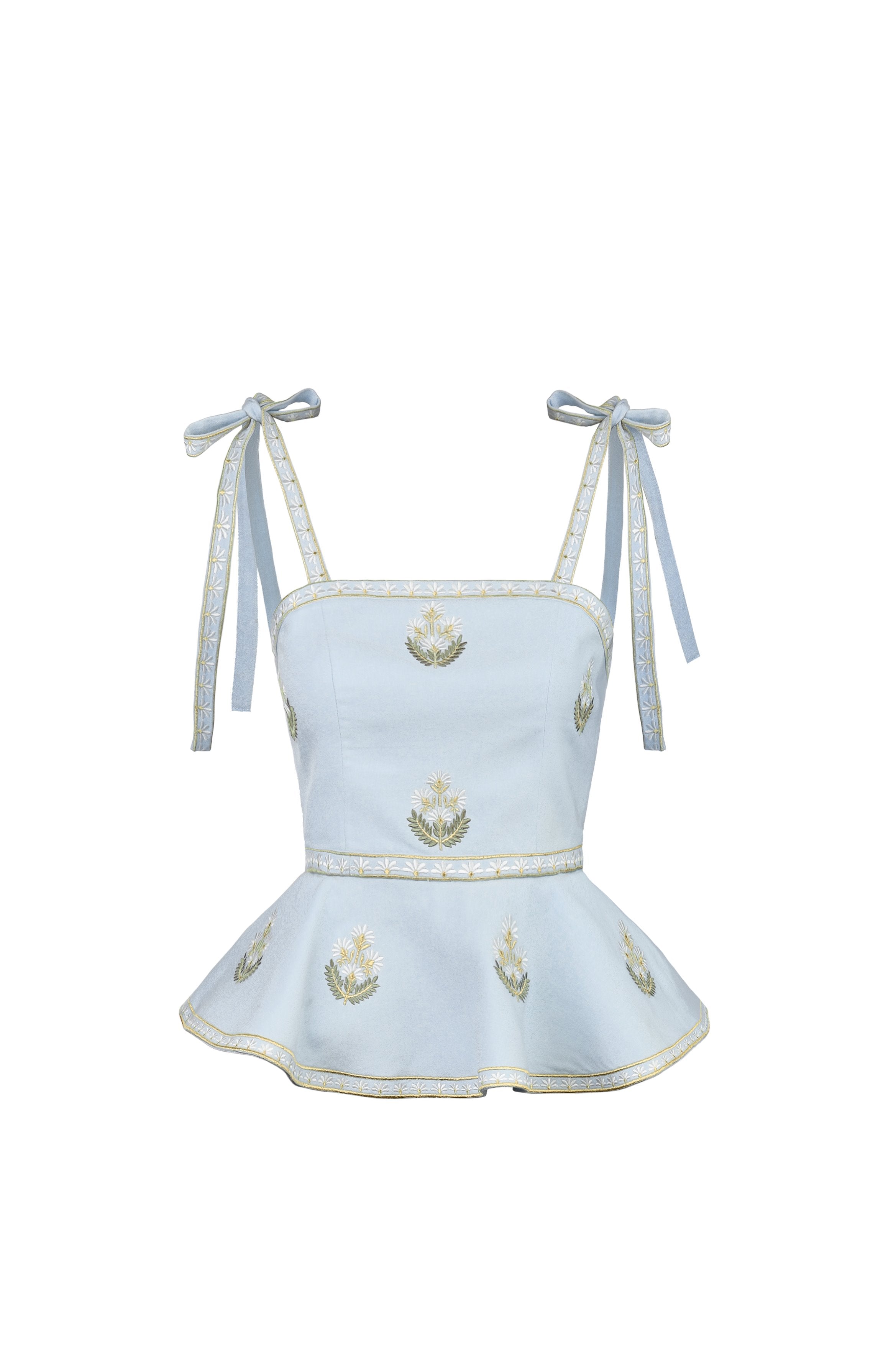 Mina Top - Baby Blue & Ivory by Rosewater House