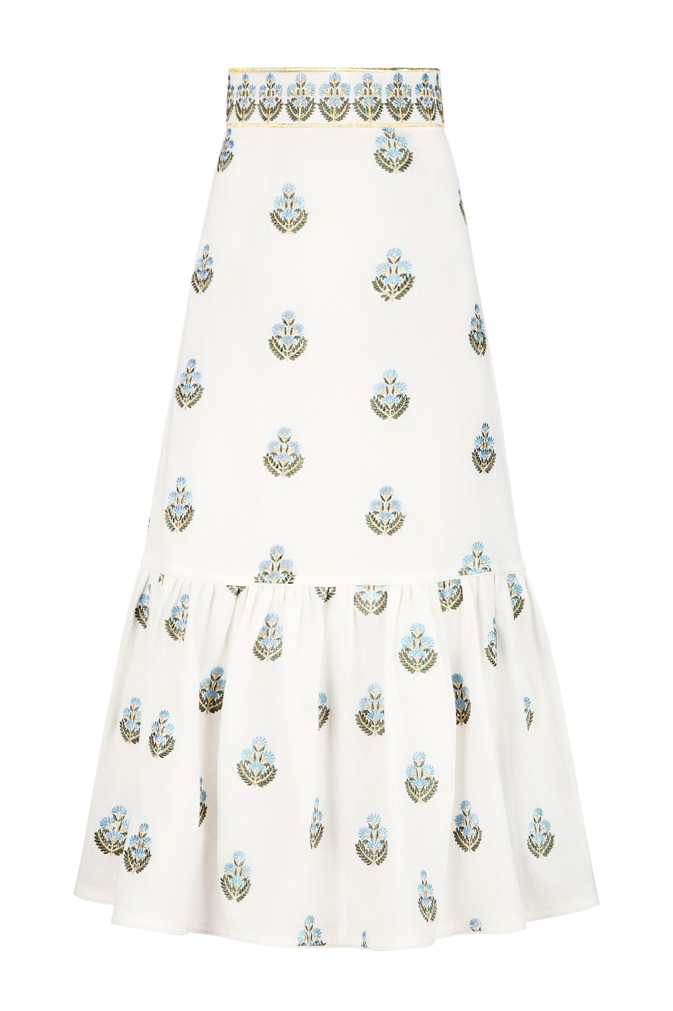 Begum Skirt- Off White & Blue by Rosewater House