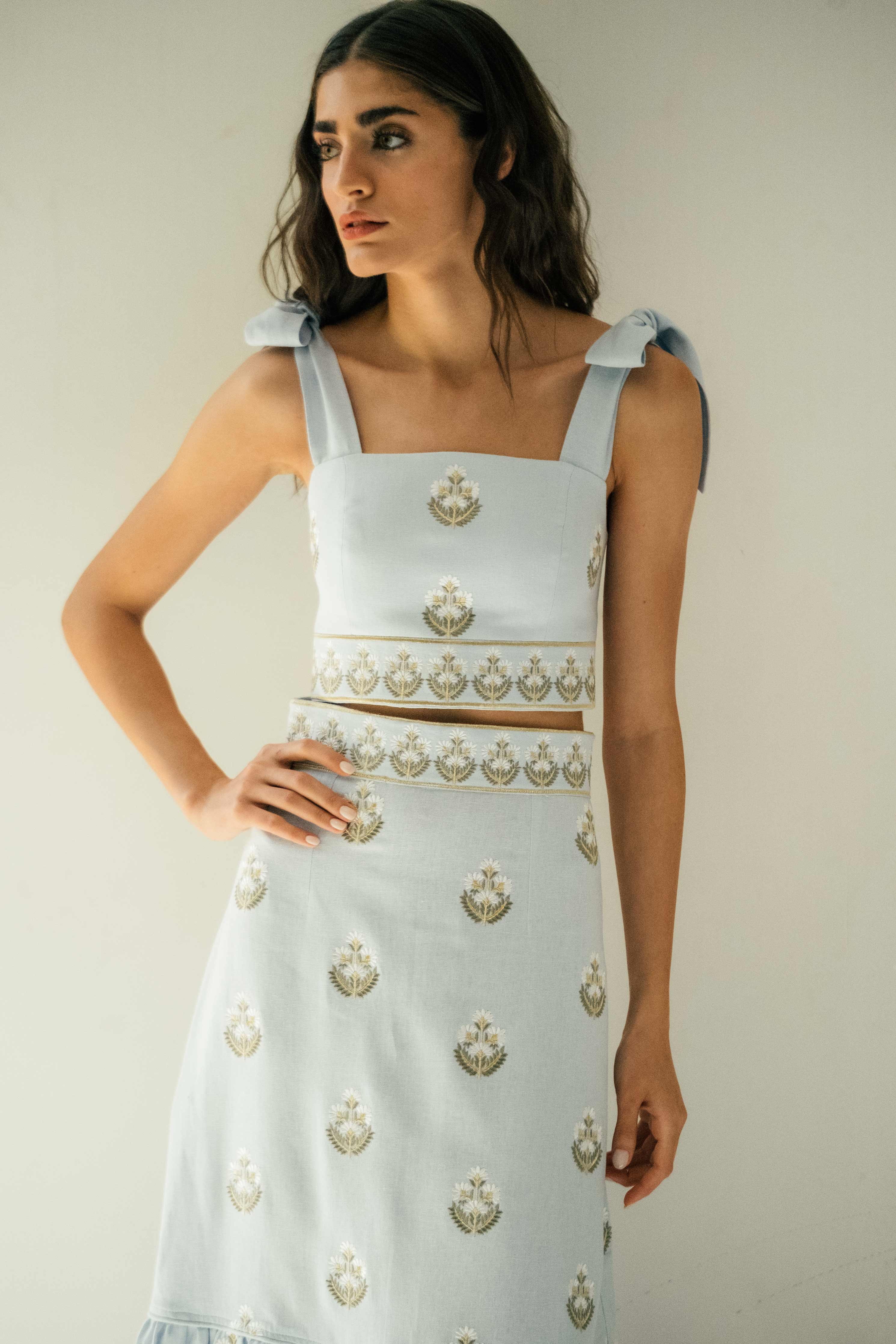 Begum Set - Light Blue & White by RosewaterHouse