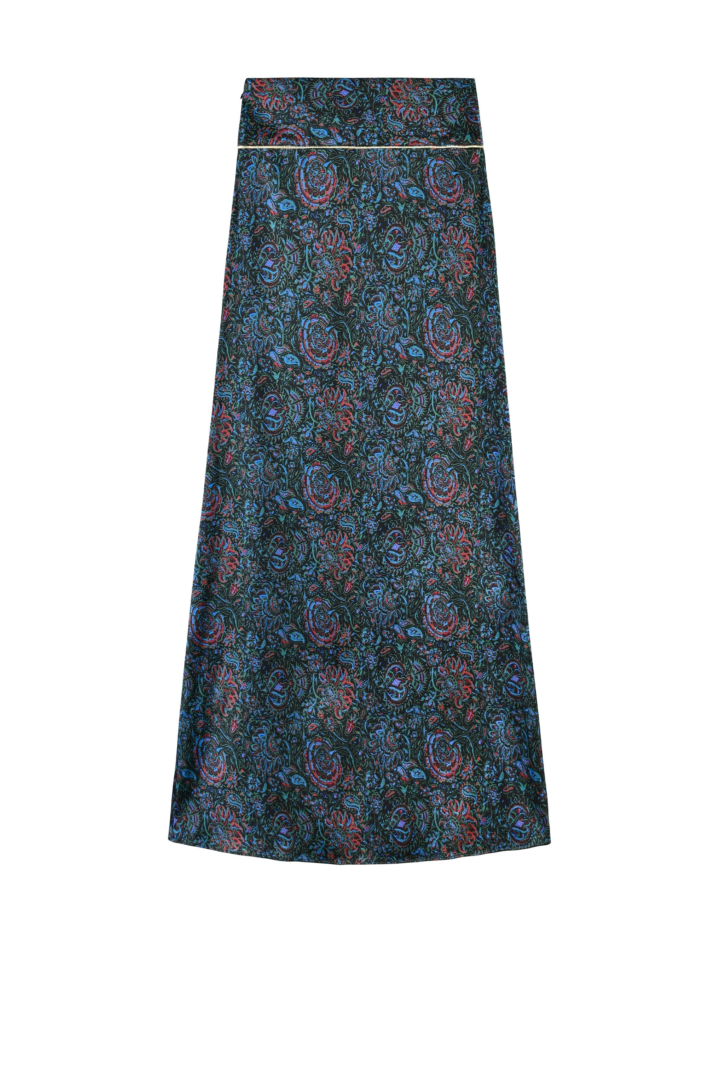 Bita Maxi Skirt - Printed Silk Black by Rosewater House