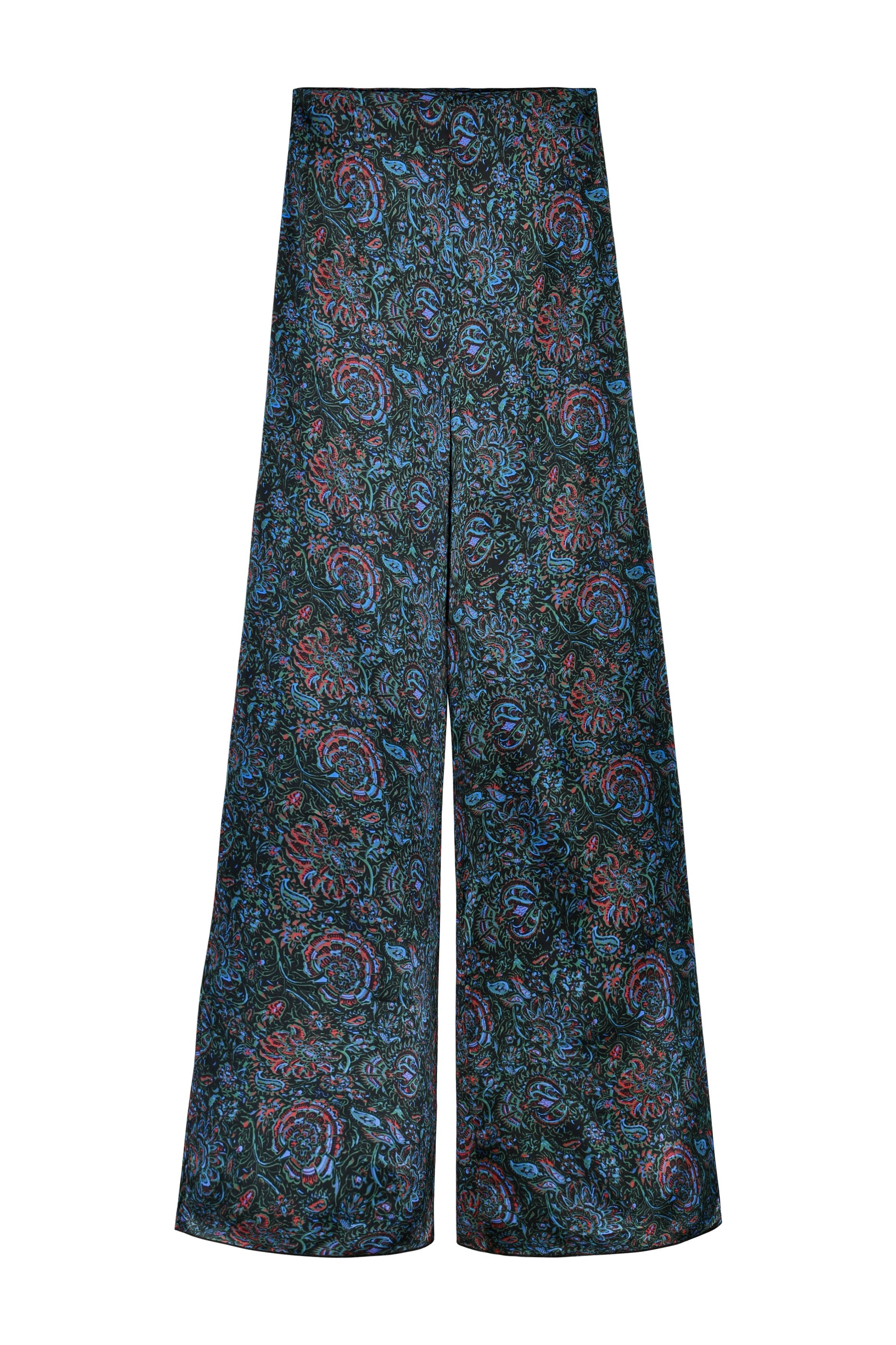 Raha Pants - Printed Silk Black by Rosewater House