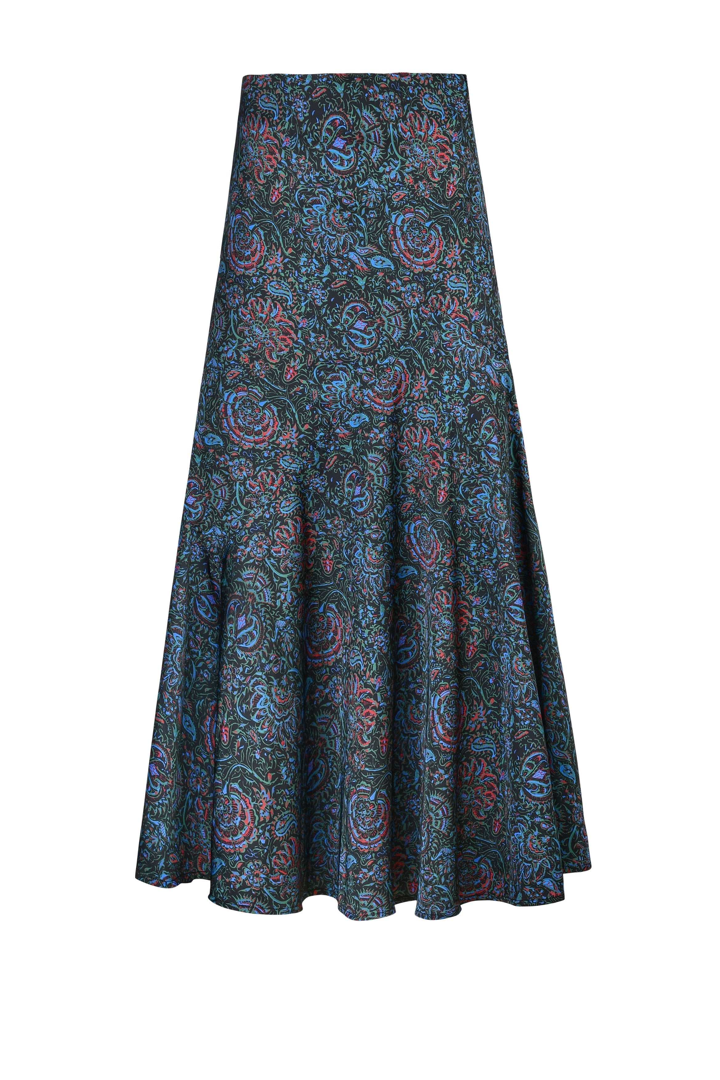 Zoya Skirt - Printed Silk Black by Rosewater House