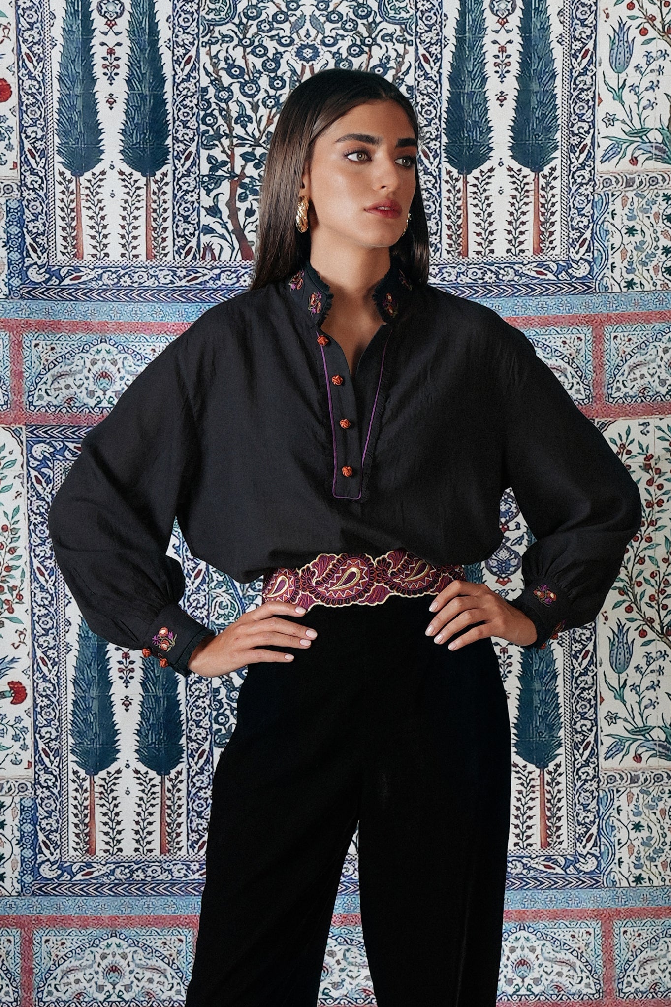 Boteh Blouse - Black by Rosewater House