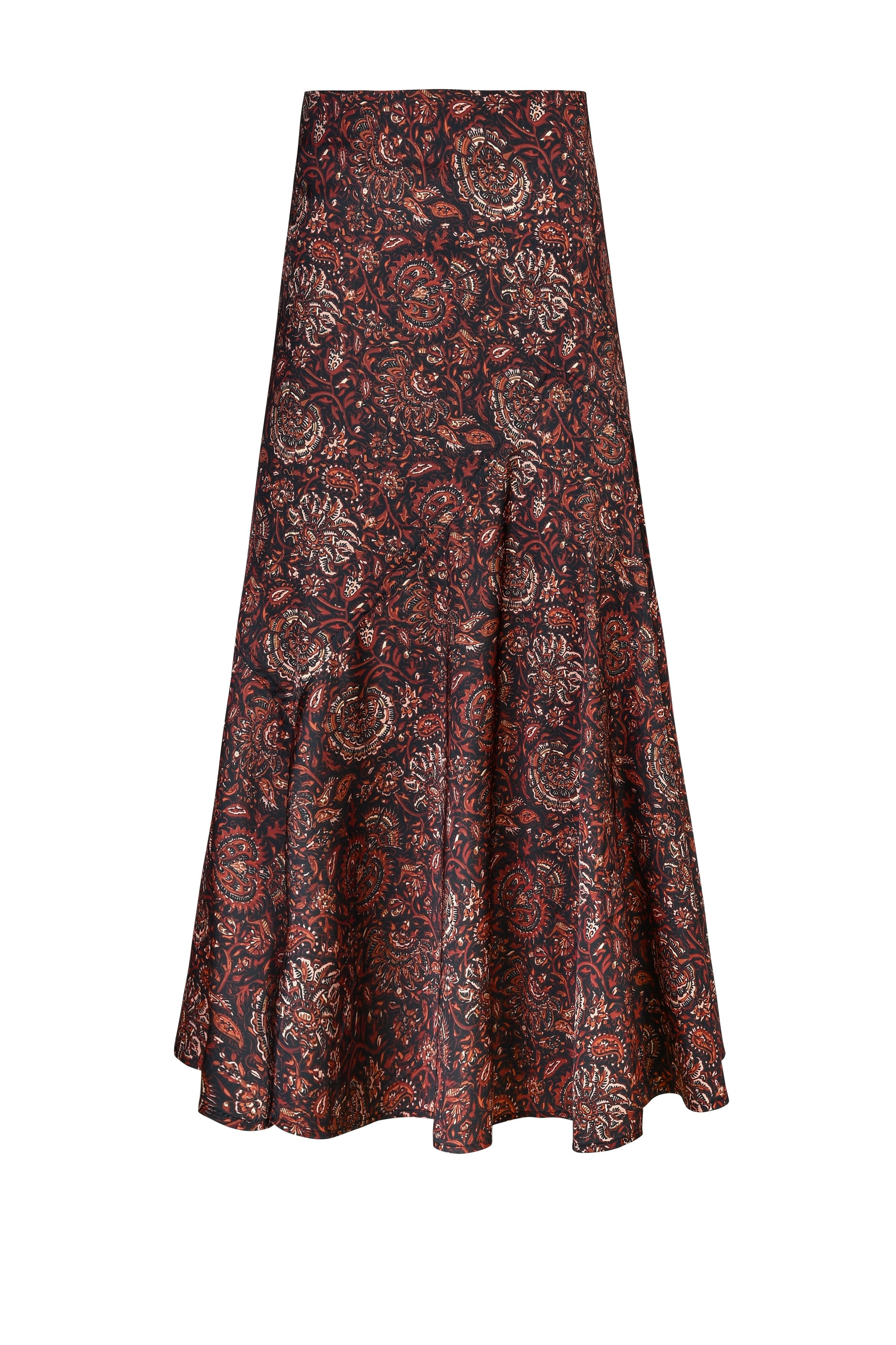 Zoya Skirt - Printed Silk Brown by Rosewater House