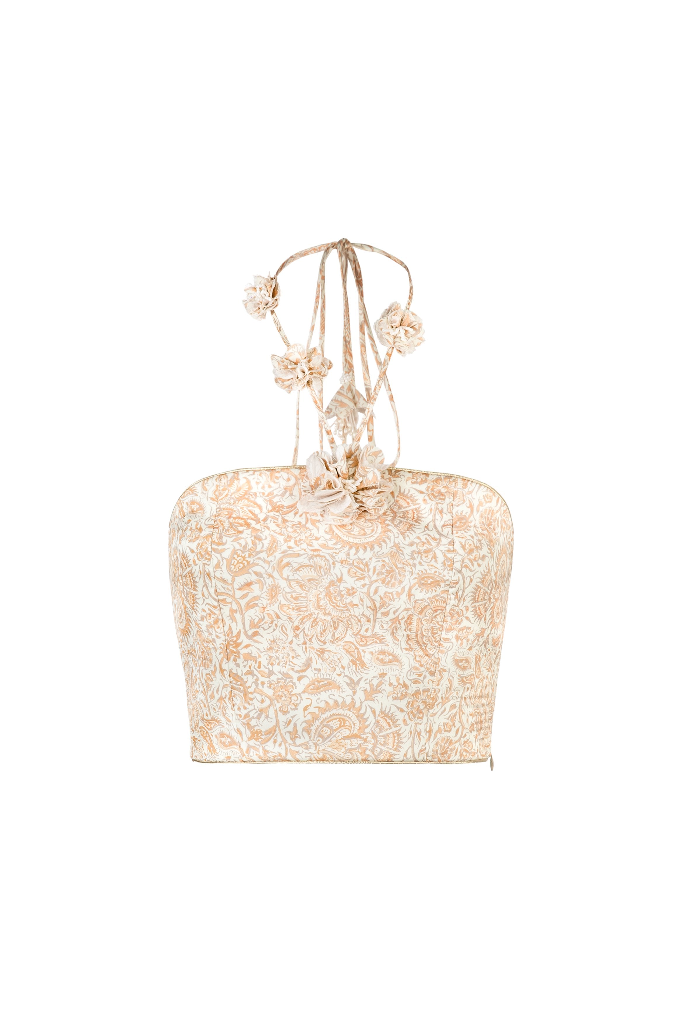 Hava Bustier - Printed Silk Creme by Rosewater House