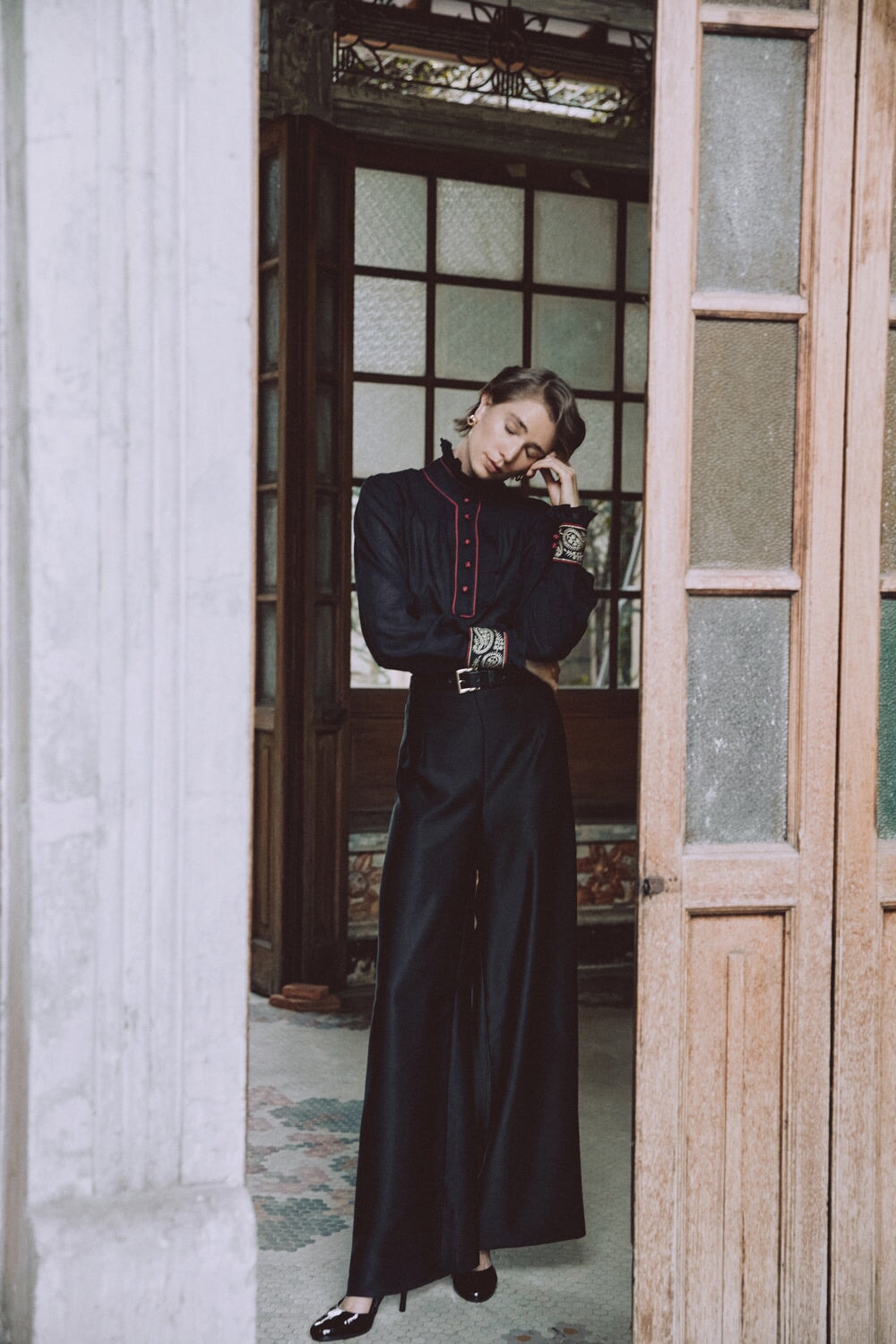 Raha Pants - Solid Silk Black by Rosewater House