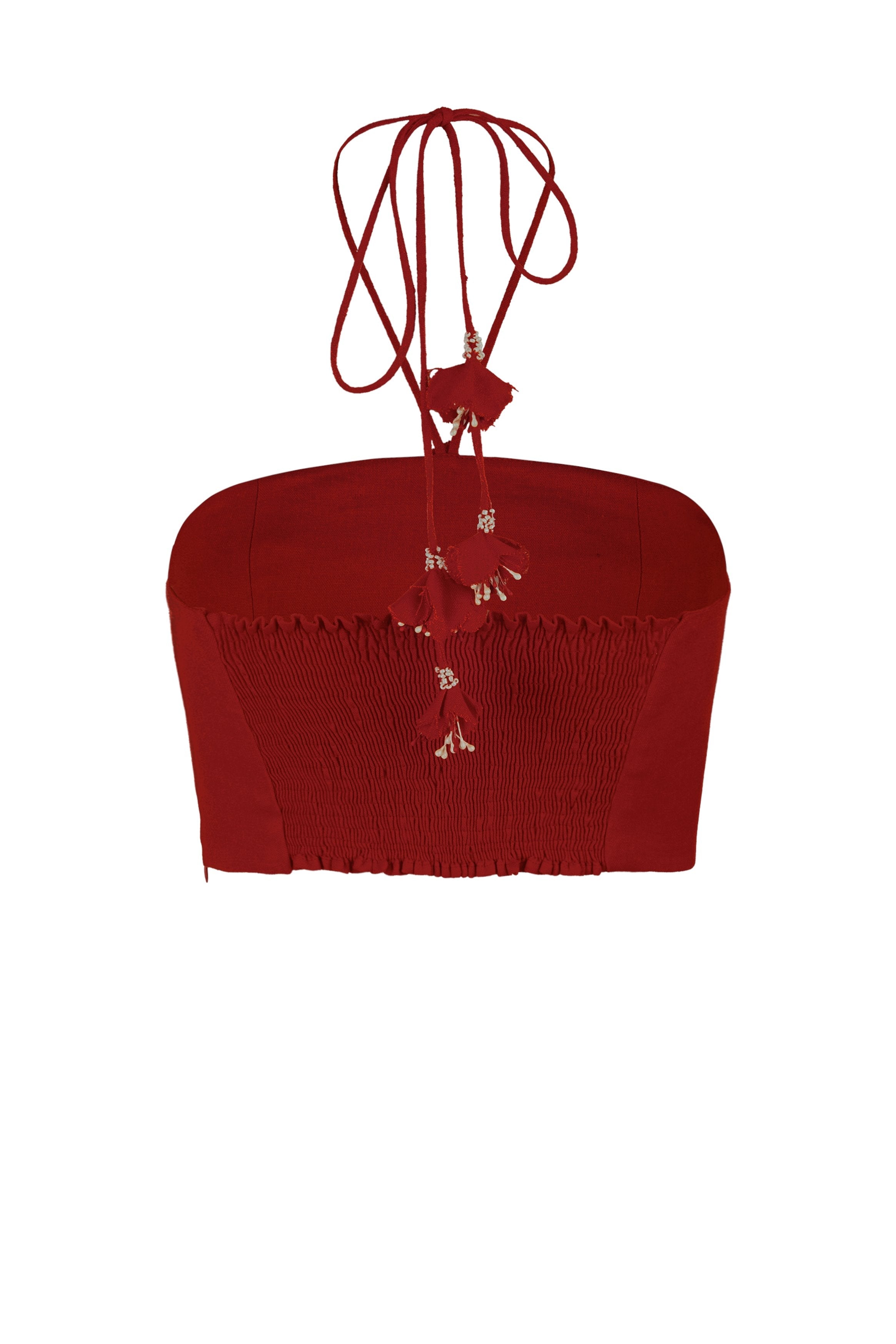 Gol Crop Top - Deep Red by Rosewater House