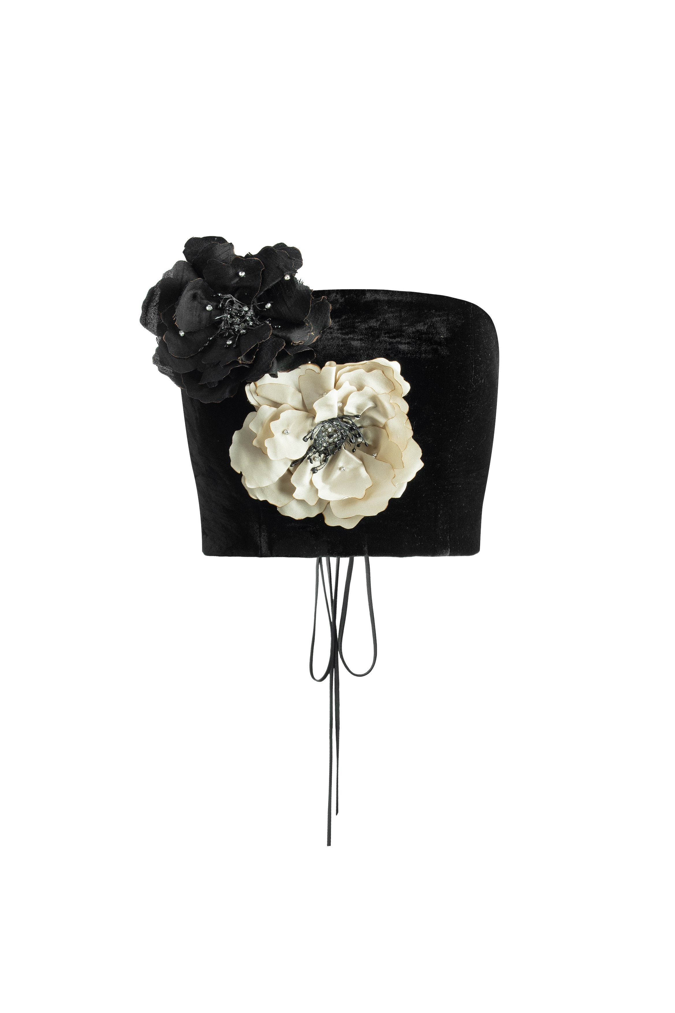 Persica Floral Bustier - Black & Ivory by RosewaterHouse