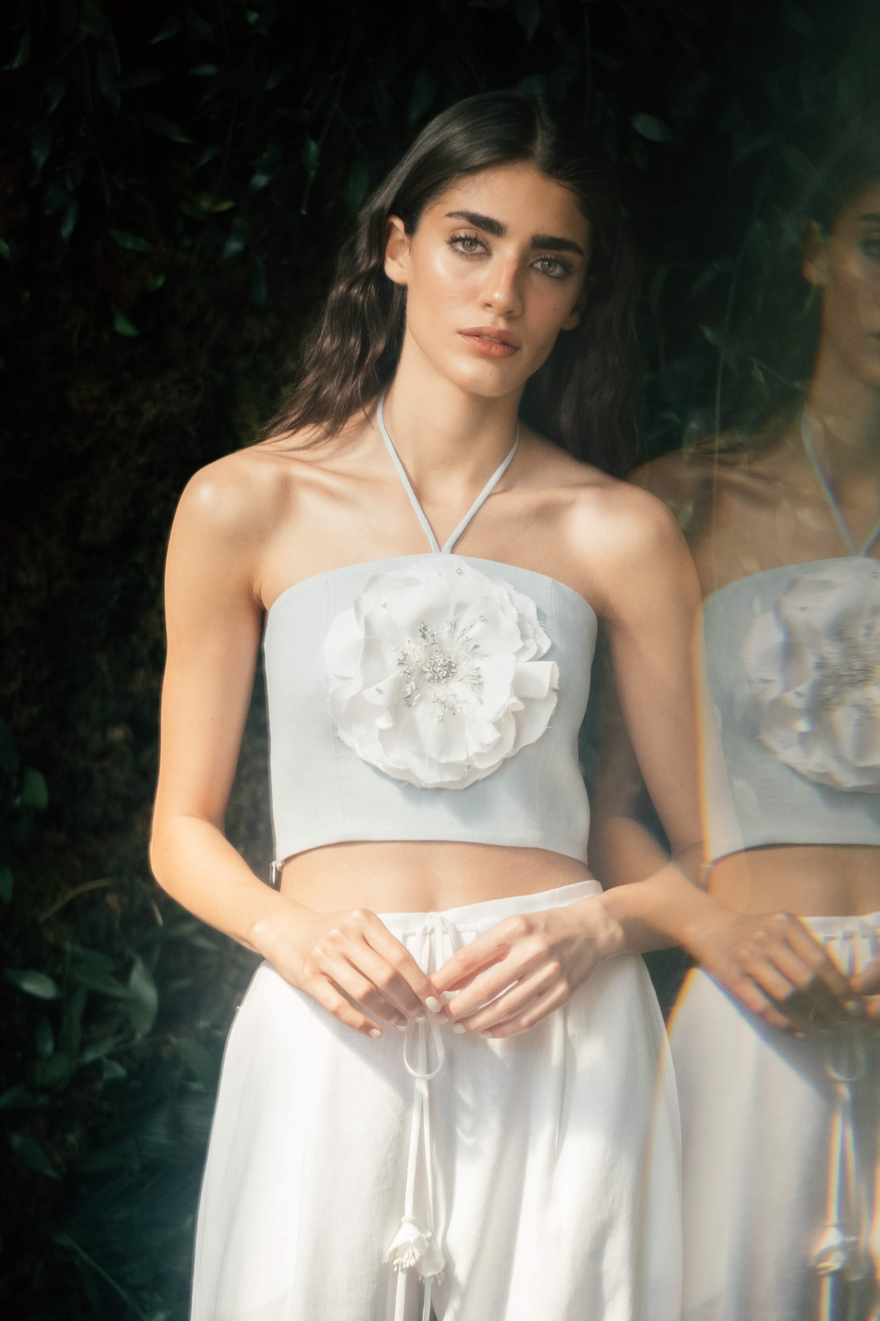 Gol Bustier Top - Blue & White by Rosewater House