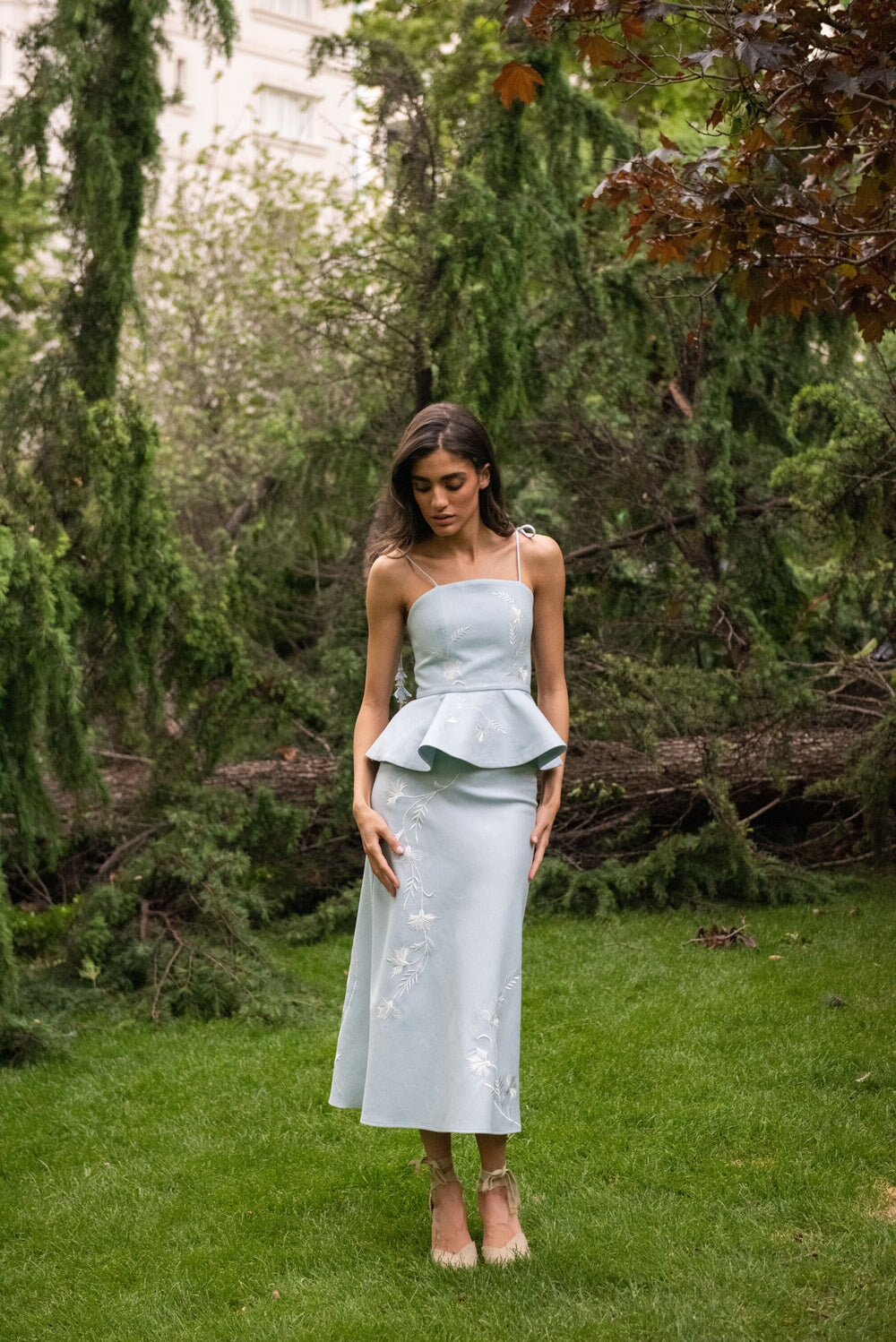 Lily Skirt - Baby Blue & Ivory by Rosewater House