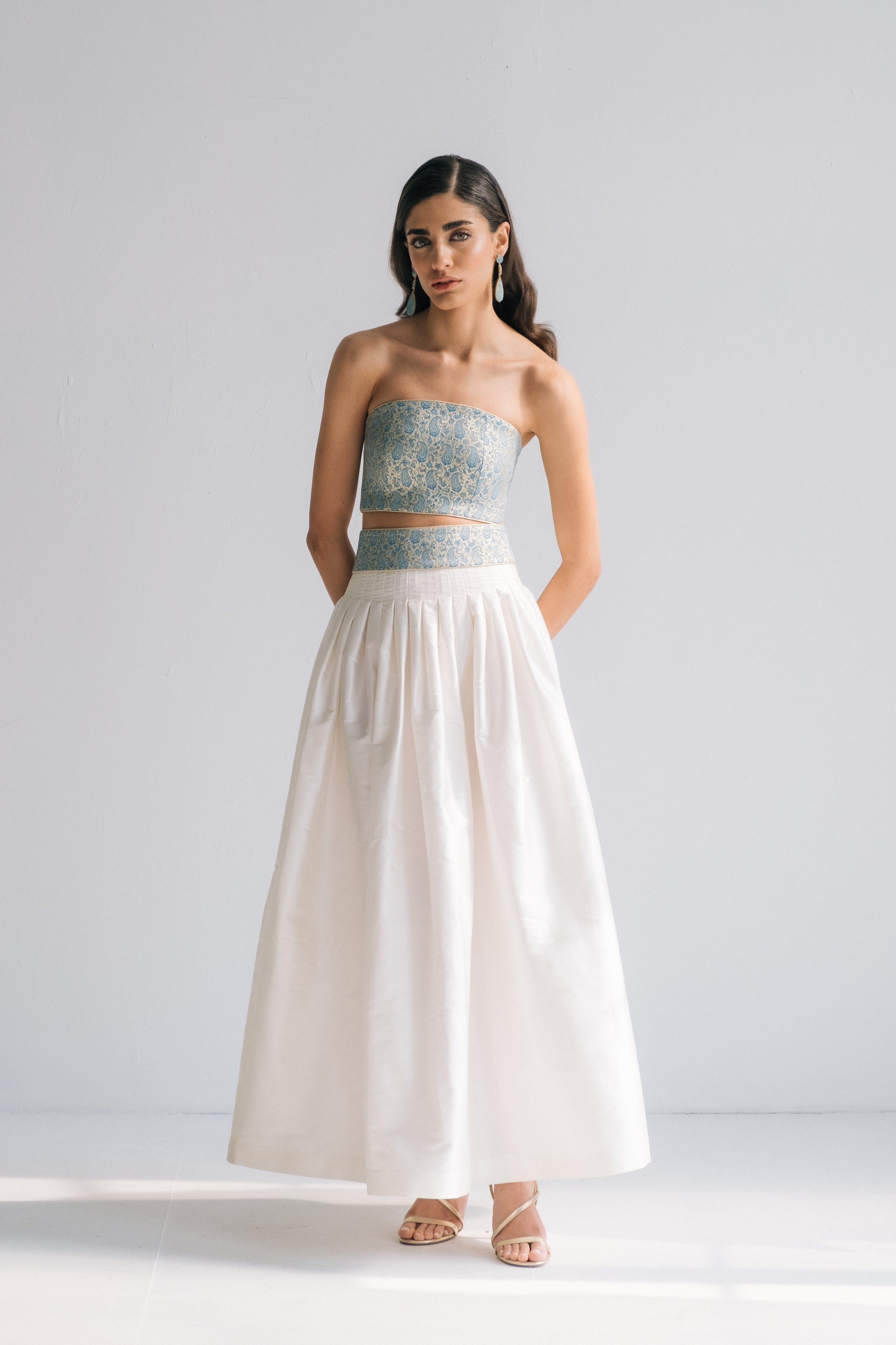 Raw Silk Taffeta Yass Skirt - Off White by Rosewater House