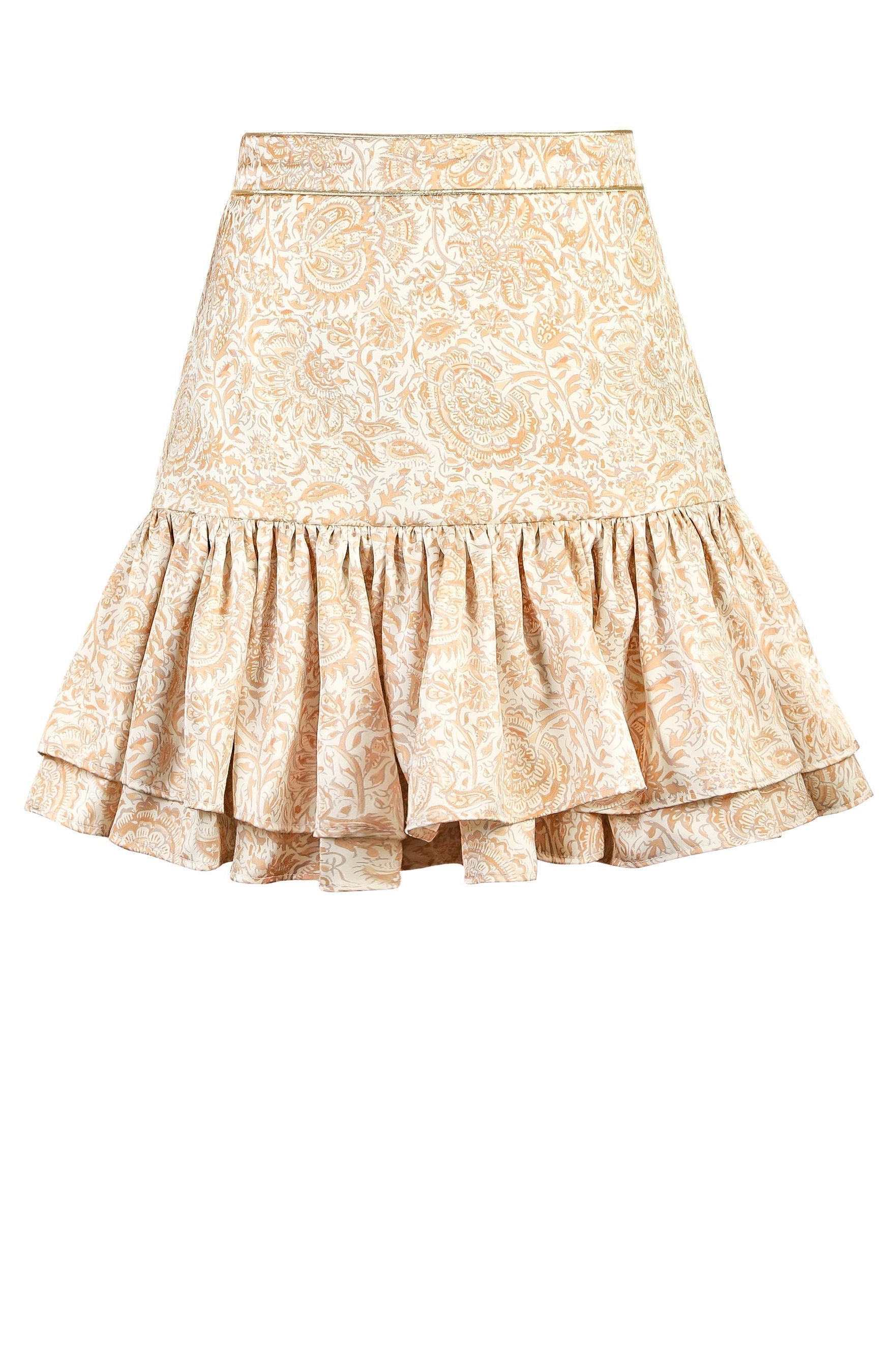 Pipa Mini Skirt - Printed Silk Creme by Rosewater House
