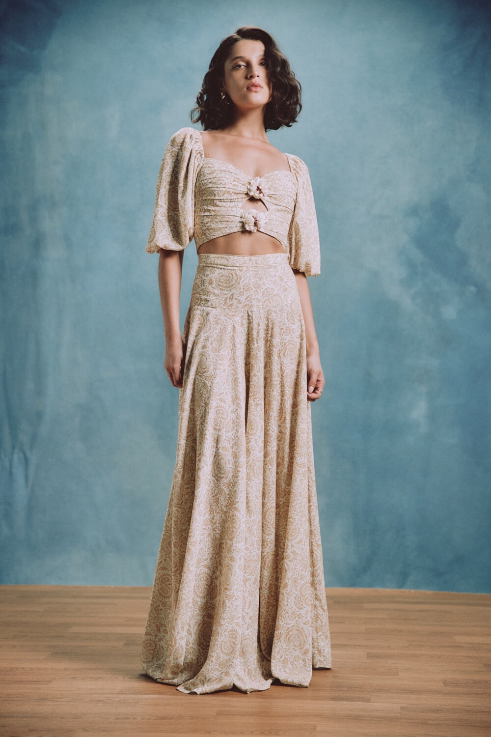 Baran Skirt - Printed Chiffon Creme by Rosewater House