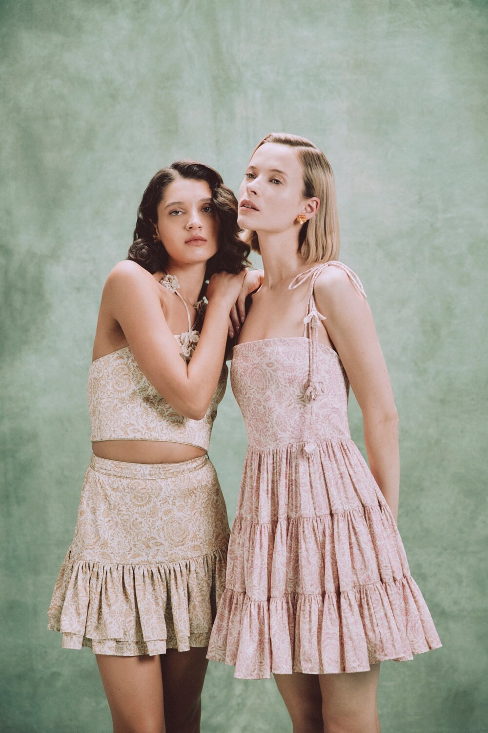 Pipa Mini Skirt - Printed Silk Creme by Rosewater House