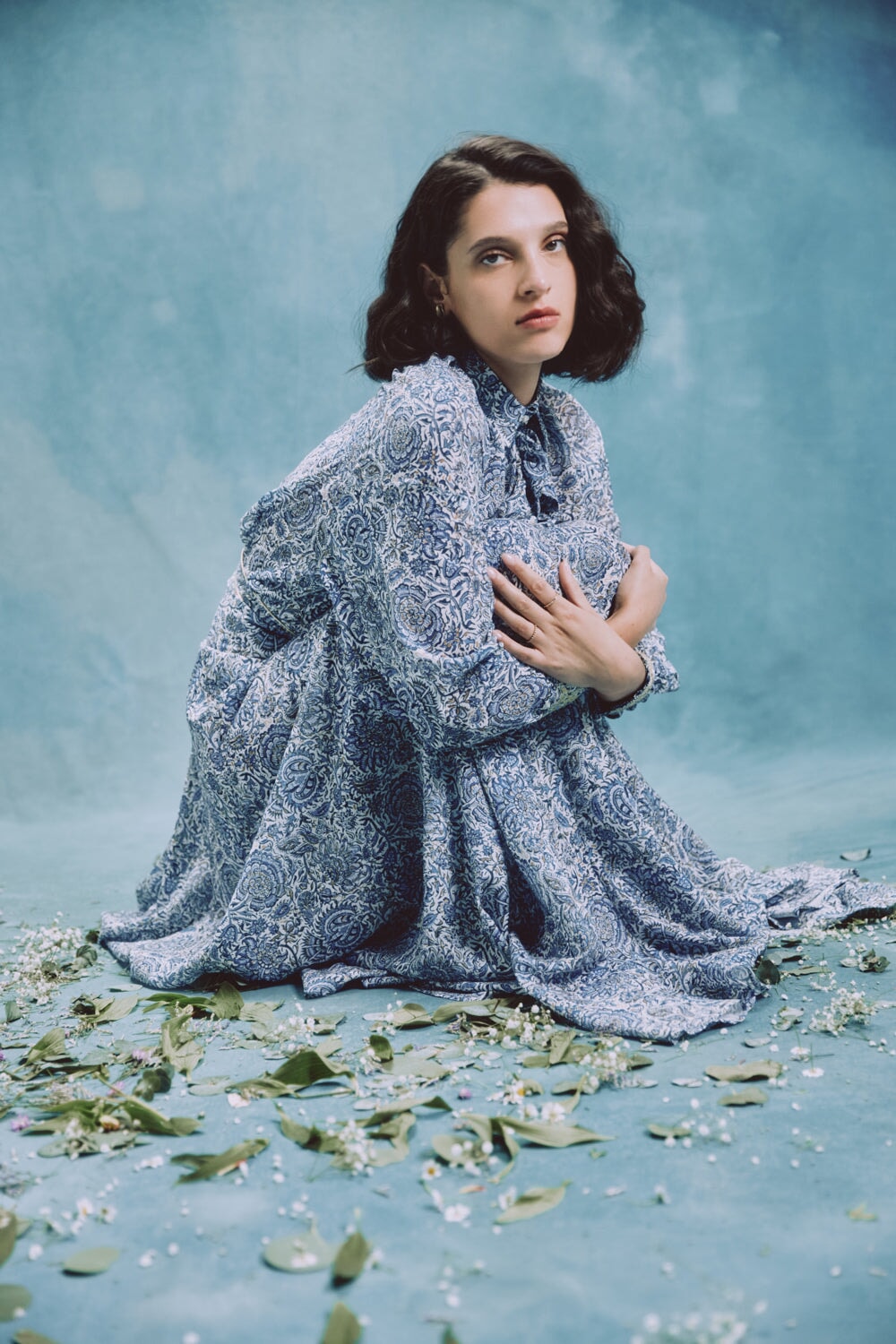 Naz Blouse - Printed Chiffon Blue by Rosewater House