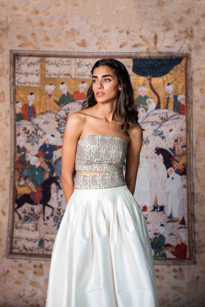 Raw Silk Taffeta Yass Skirt - Off White by Rosewater House