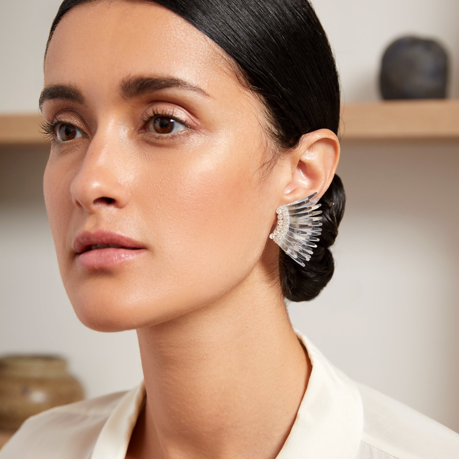 Metallic Mini Madeline Earrings Silver by Mignonne Gavigan