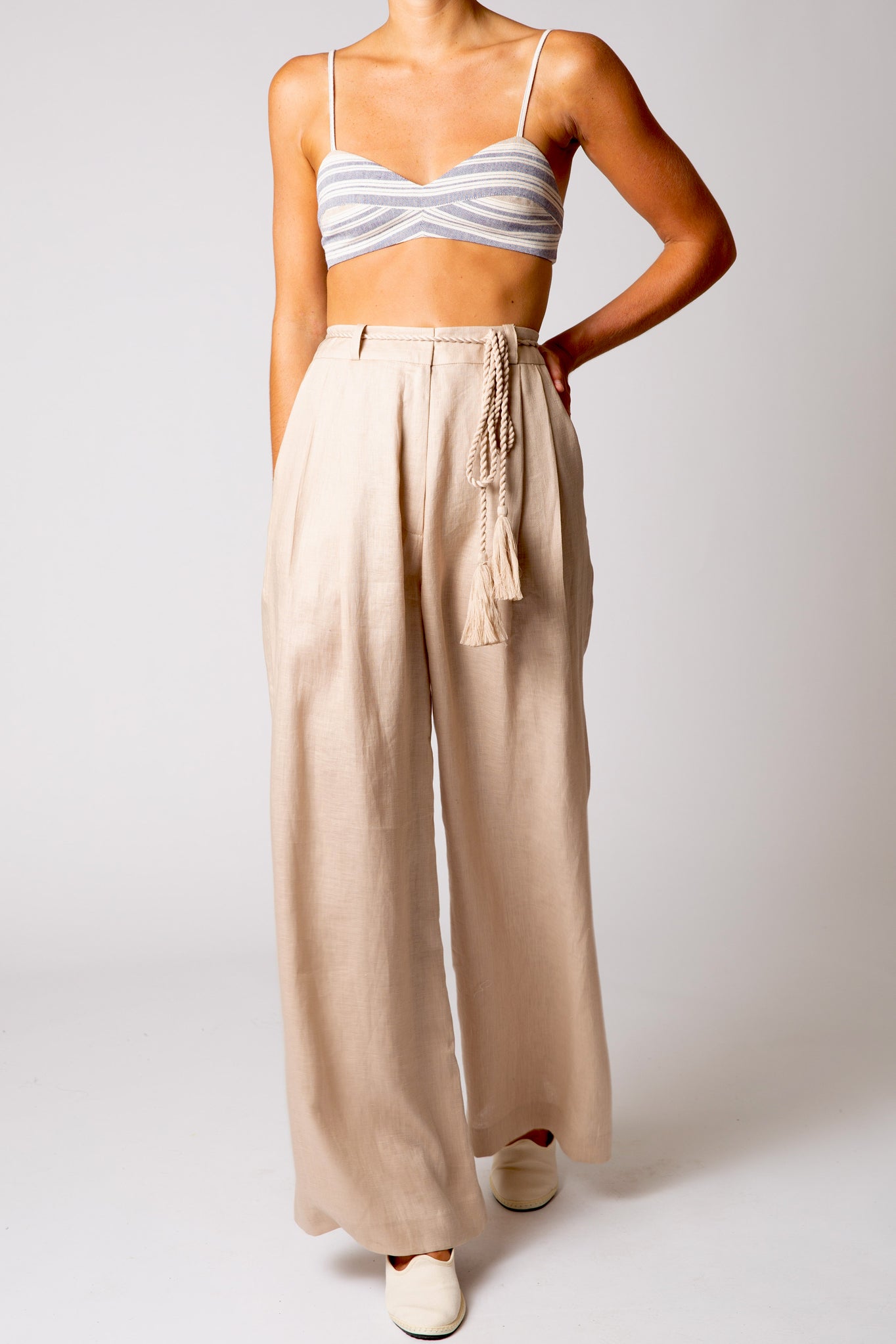 Ainsley Linen Pant - Khaki Sand by Miguelina