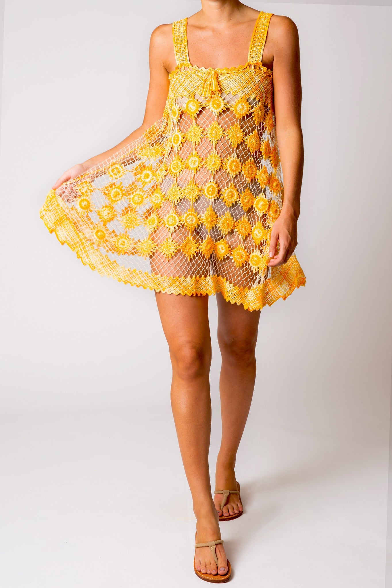 Vana Filet Lace Mini Dress - Sunshine by Miguelina