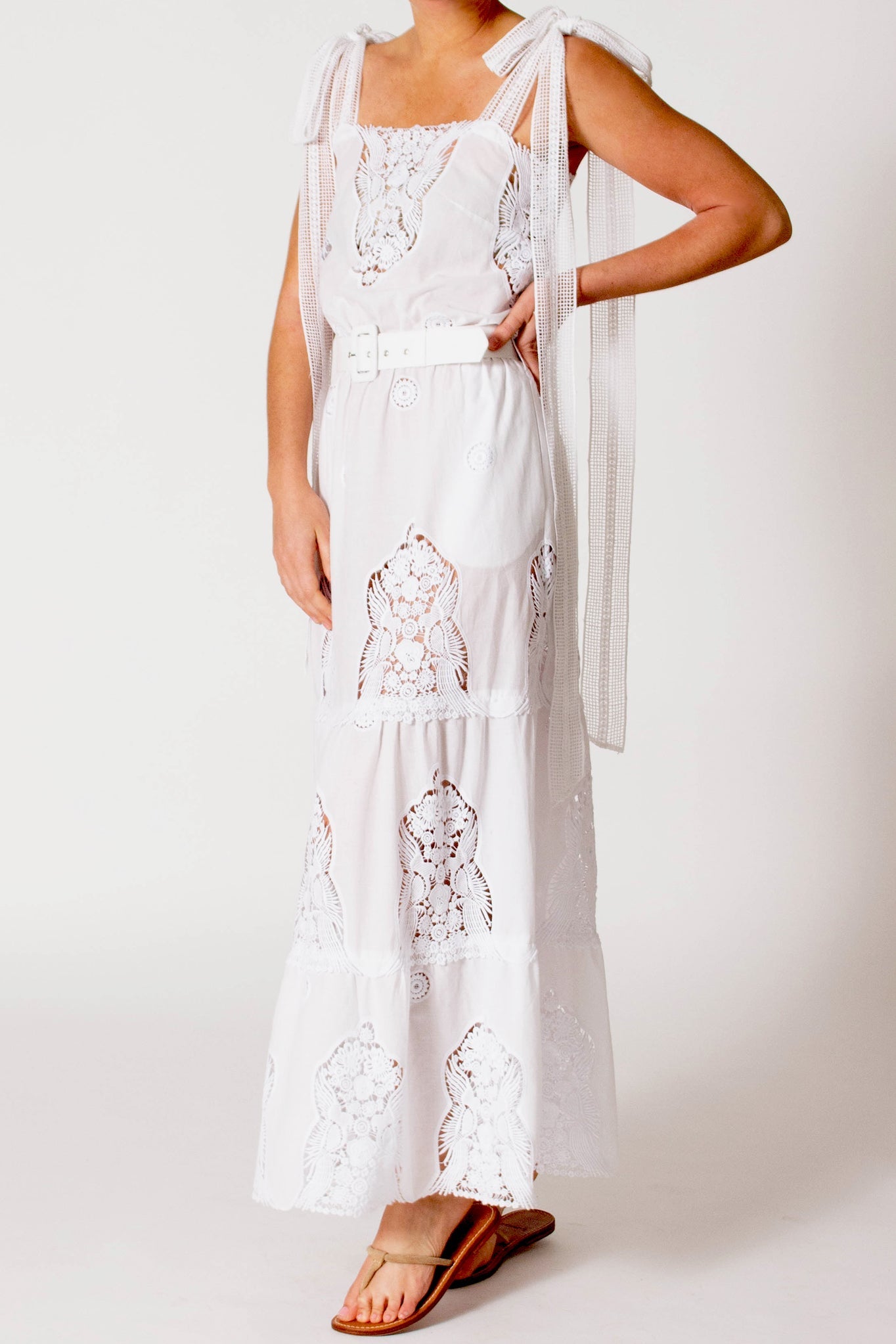 Fatema Crochet-Trimmed Dress - Pure White by Miguelina
