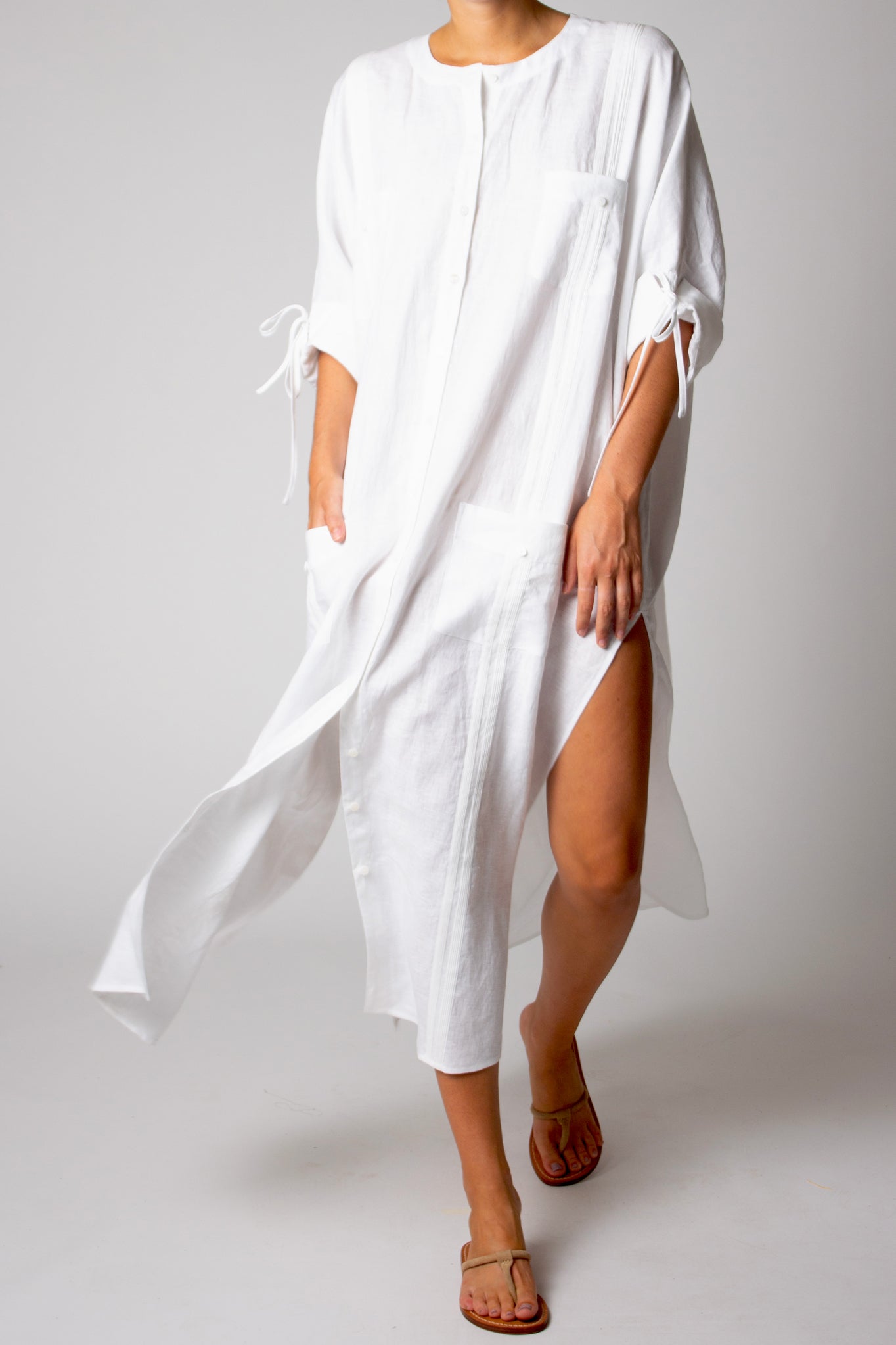 Paisley Washed Linen Dress by Miguelina