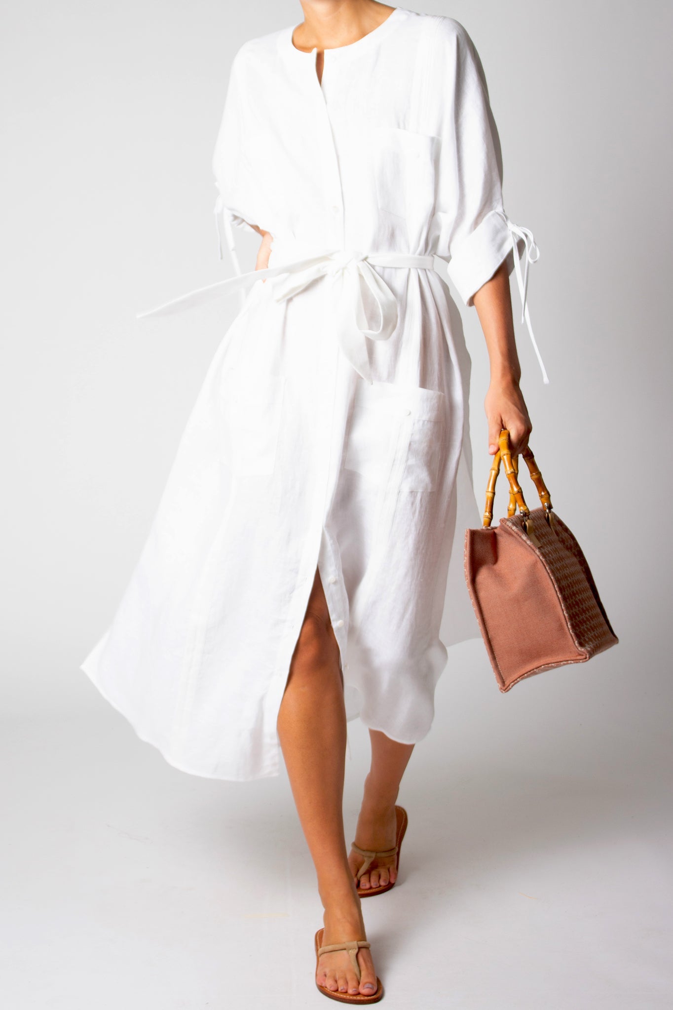 Paisley Washed Linen Dress by Miguelina