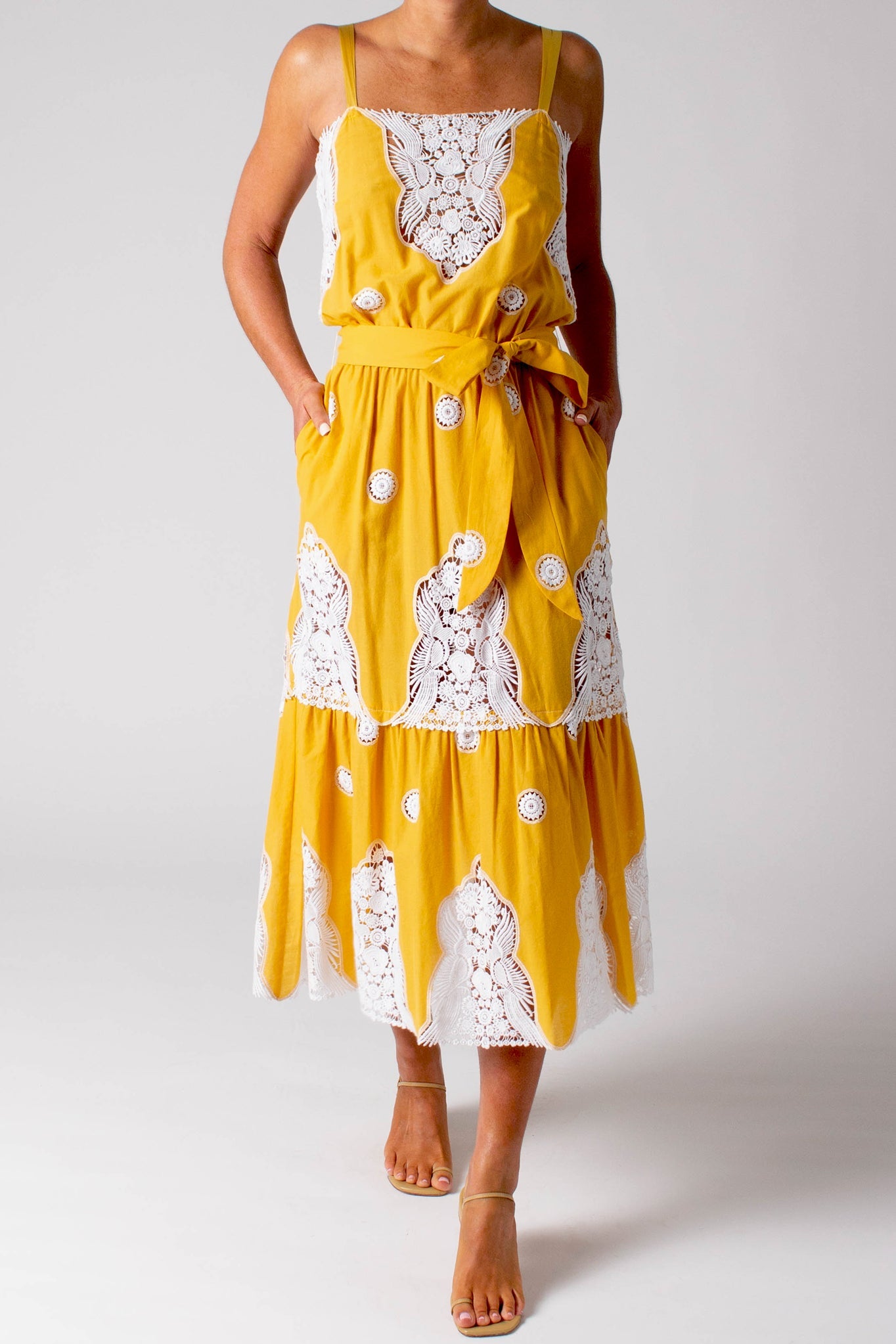 Esme Falcon Cotton Embroidered Dress - Passionfruit by Miguelina