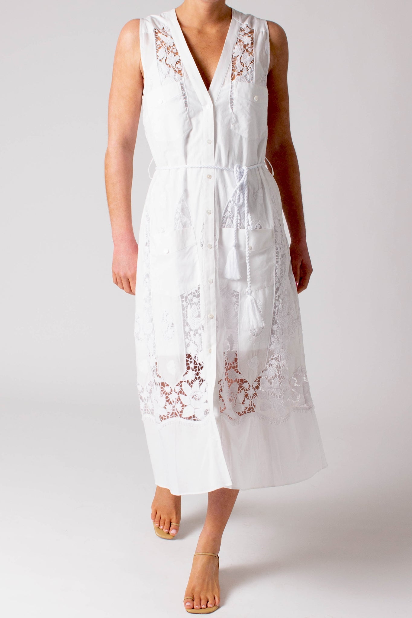 Alexia Embroidered Cotton Dress - Pure White by Miguelina