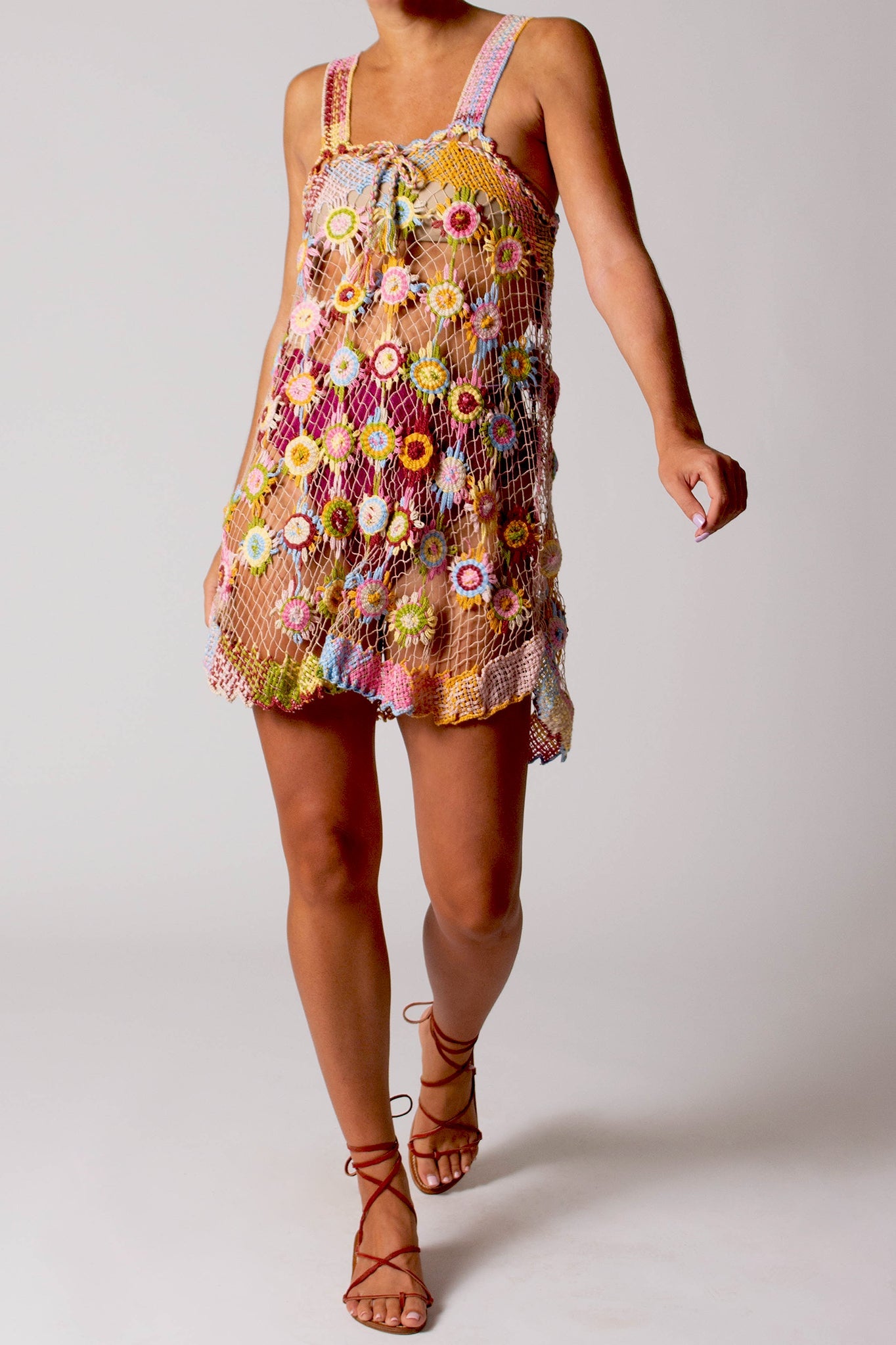Vana Filet Mini Dress in Lollipop by Miguelina