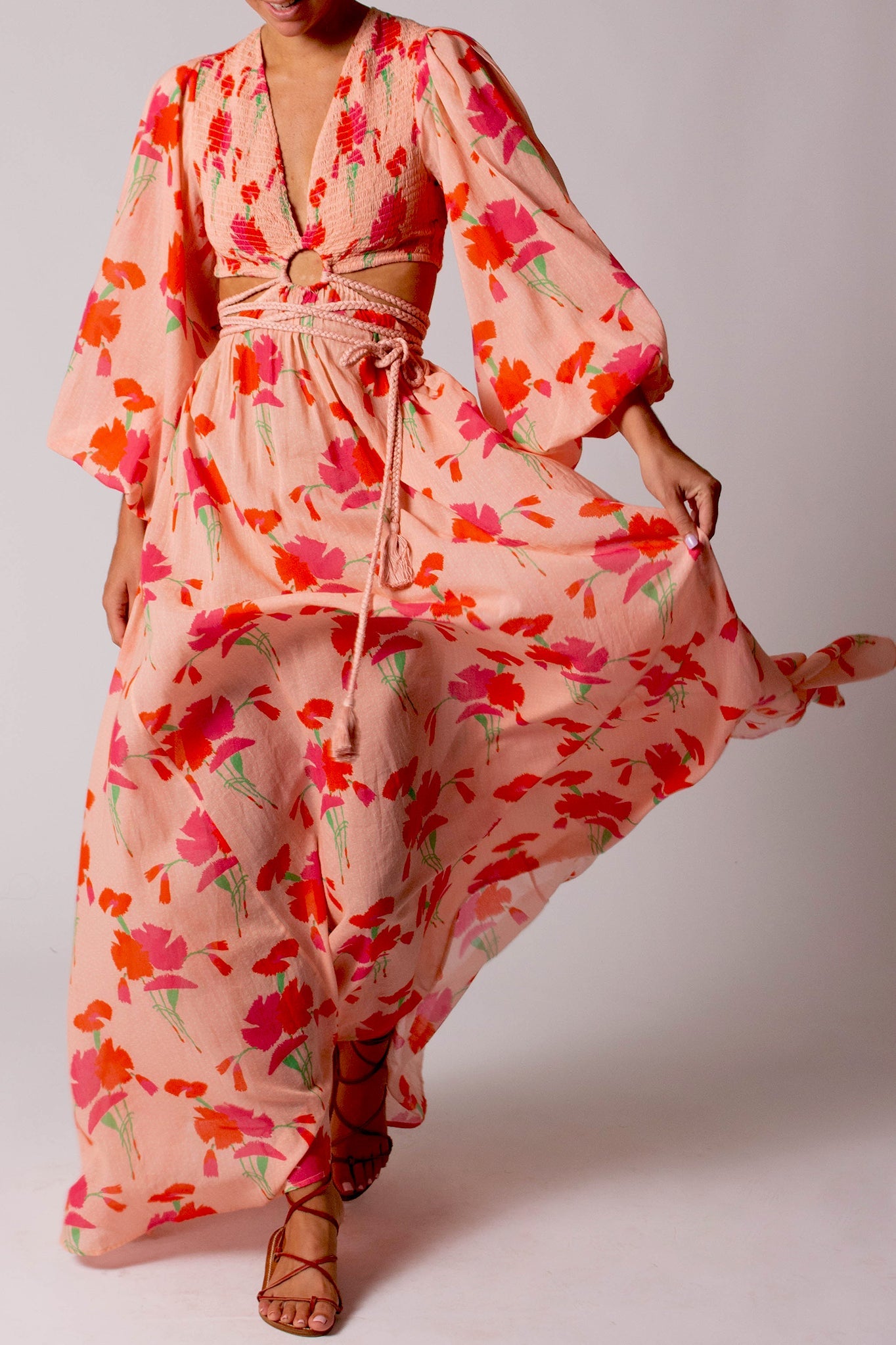 Leonie Printed Gauze Dress - Pink Lemonade by Miguelina