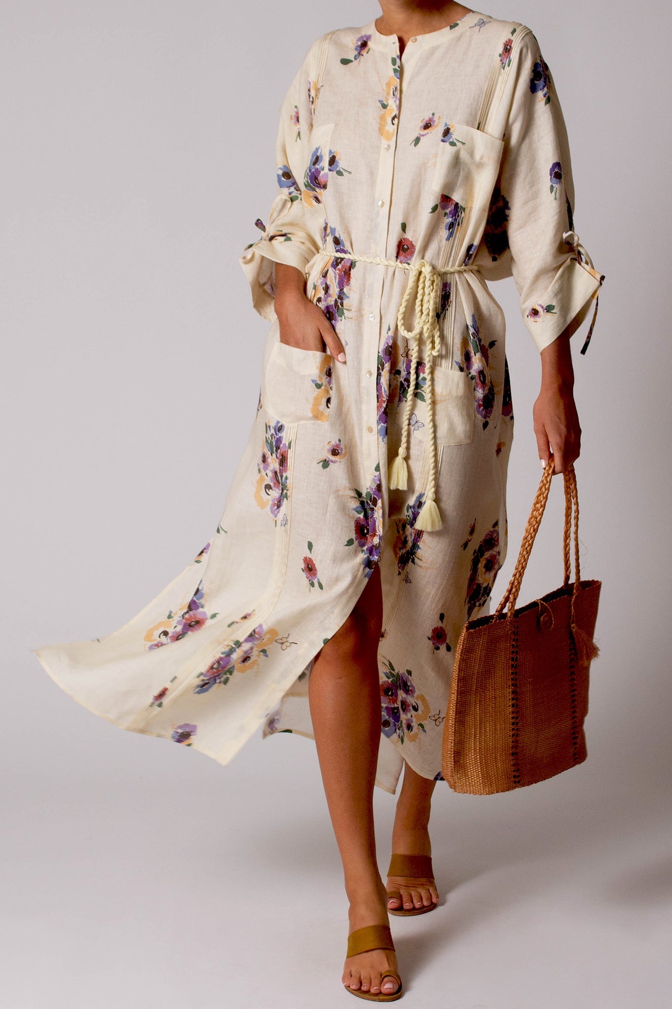 Paisley Linen Bouquet Dress by Miguelina