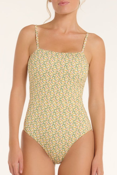 Maddy Scoop Neck One-Piece Swimsuit in Ditsy Floral by Hermoza