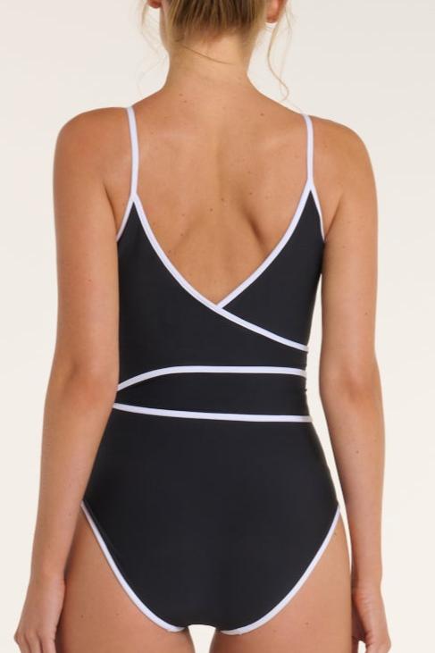 Amelia V-Neck Wrap One-Piece Swimsuit by Hermoza