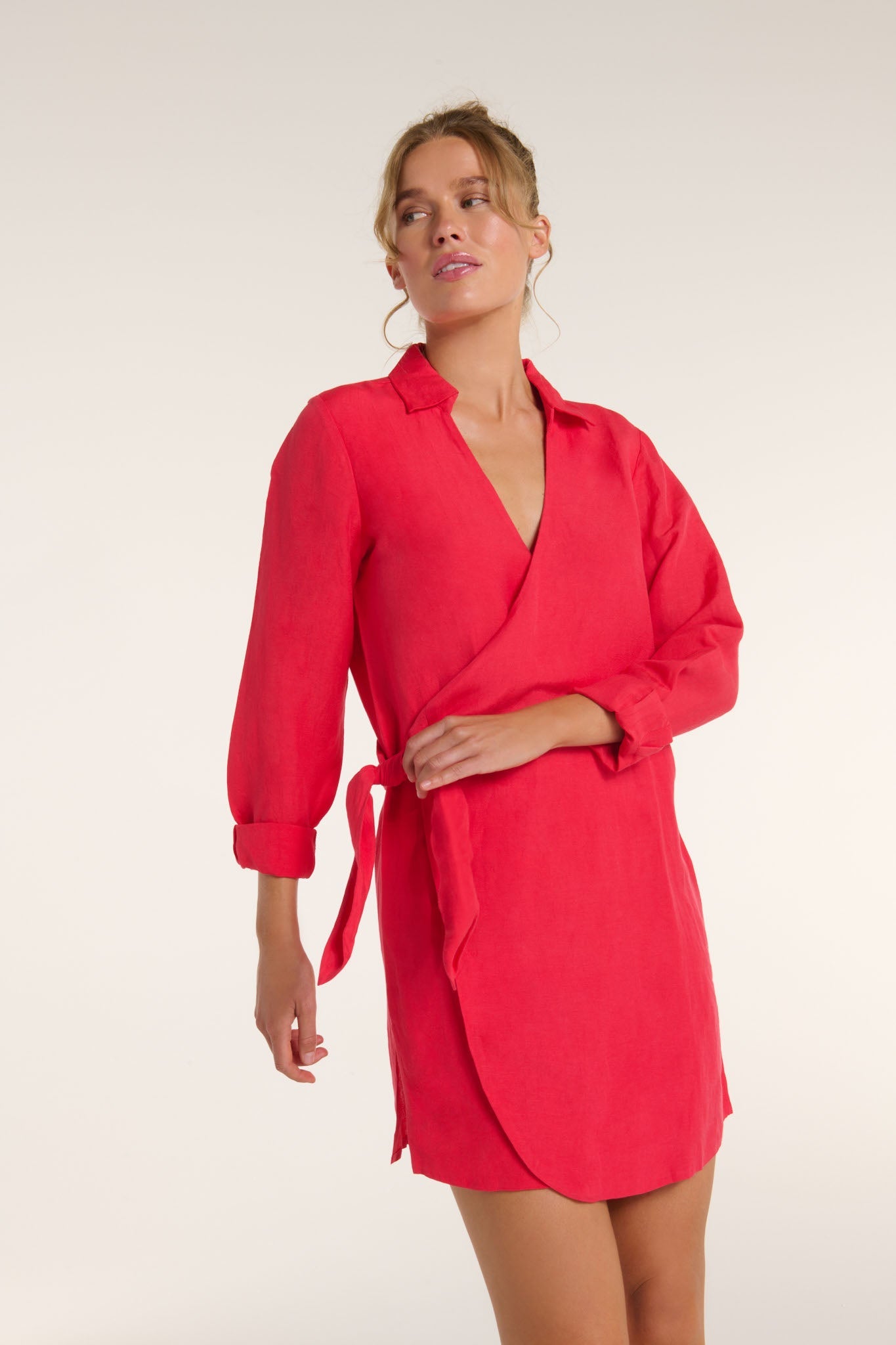 Isla Wrap Dress in Teaberry by Hermoza