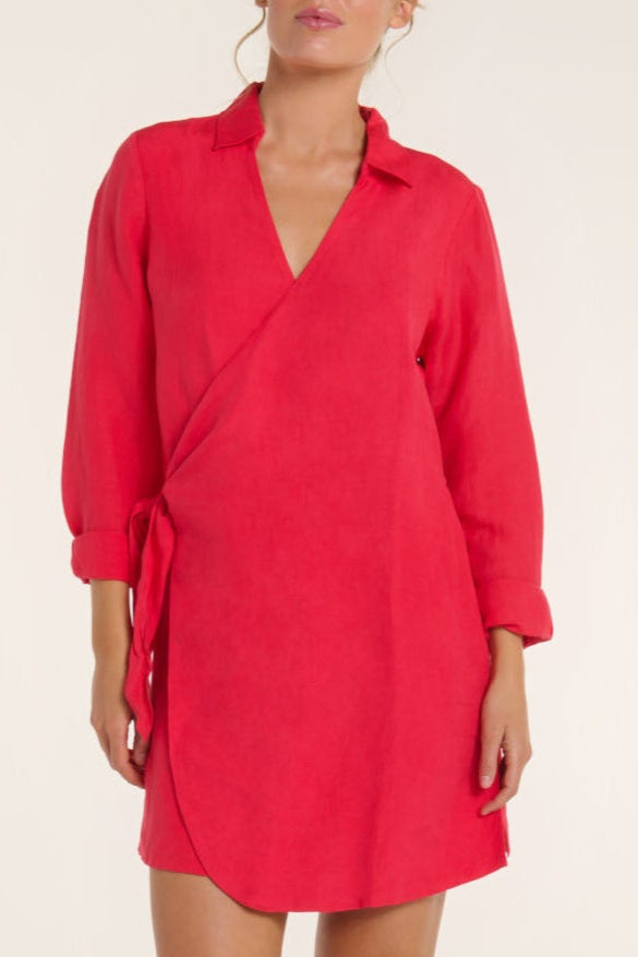 Isla Wrap Dress in Teaberry by Hermoza