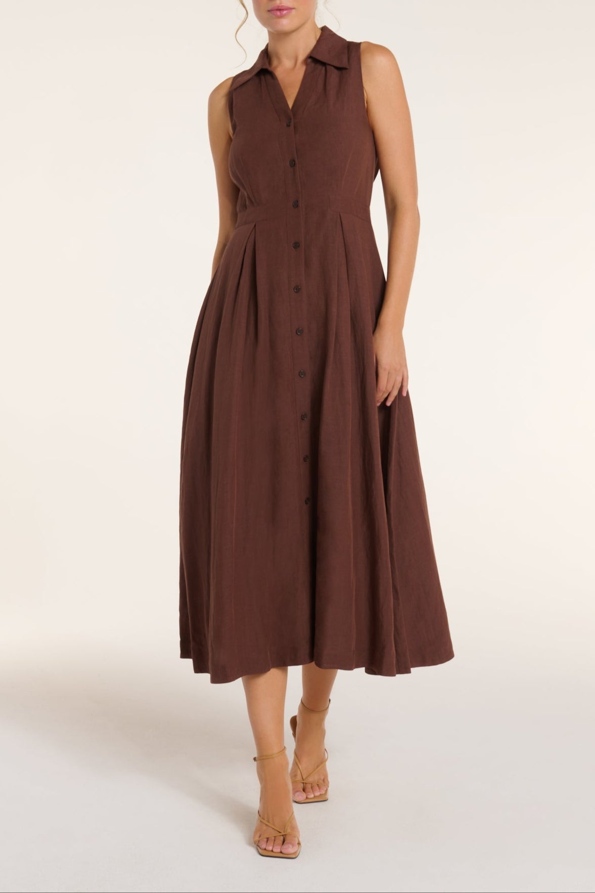 Stacia Collared Button Front Panel Midi Dress by Hermoza