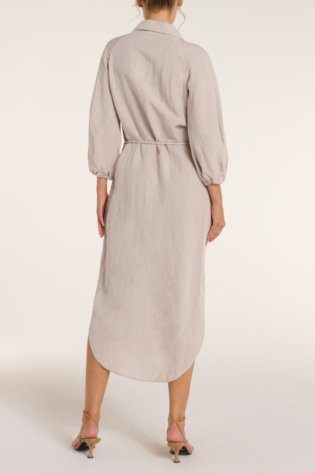 Cecilia Collared Button Front Panel Midi Dress in Silver Gray by Hermoza