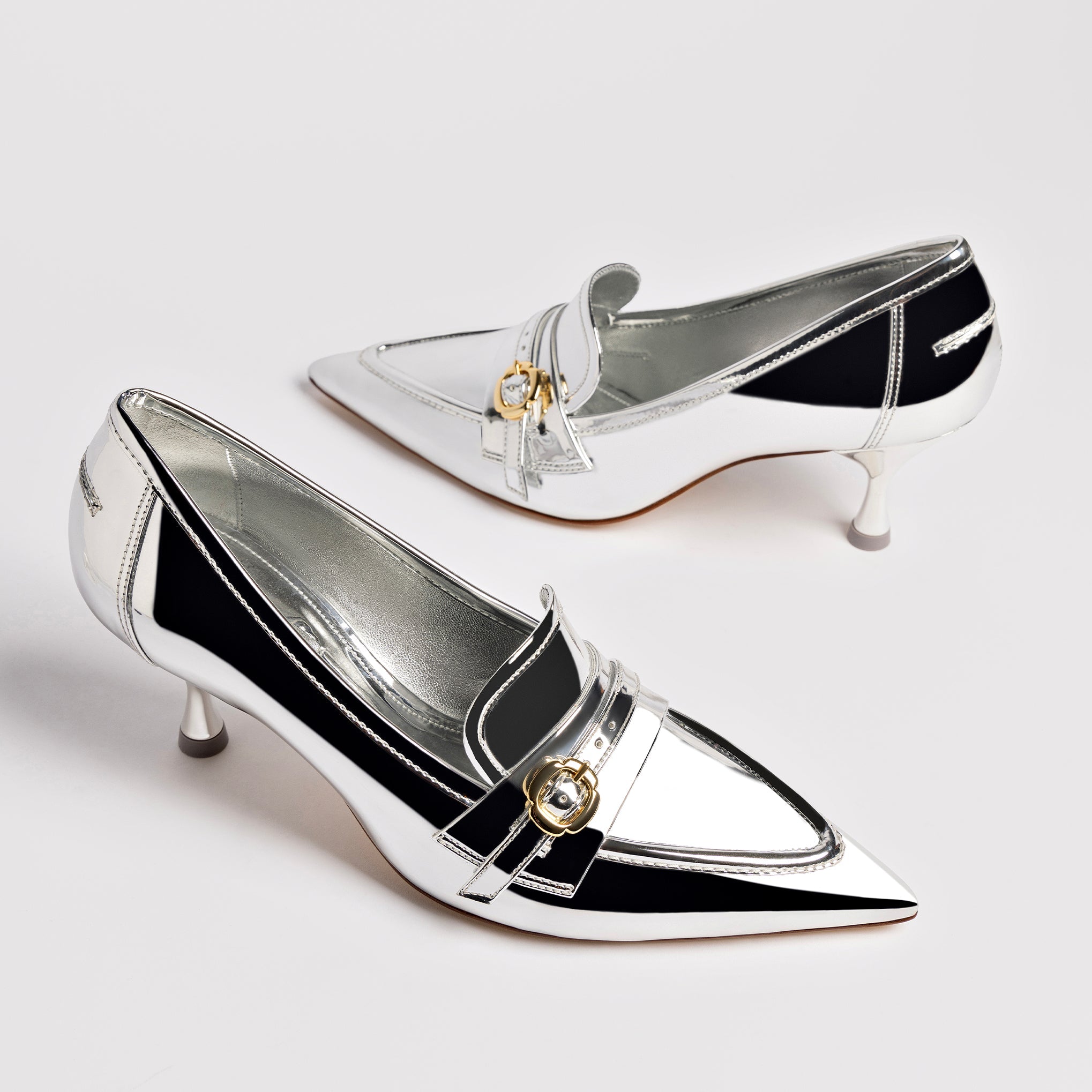 Susan Pump In Silver Specchio by Larroudé