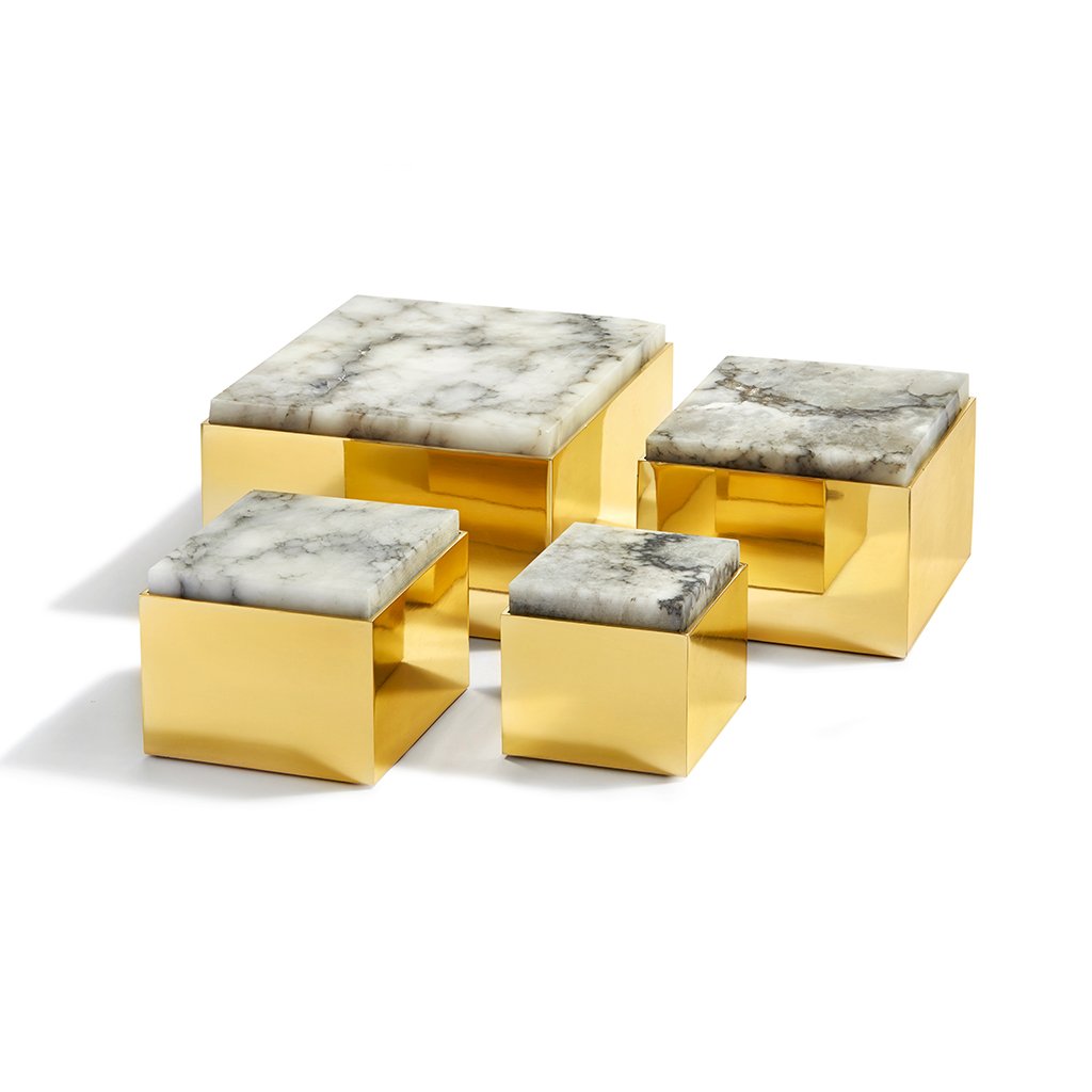 Scatola Box Pure Brass & Alabaster by ANNA New York