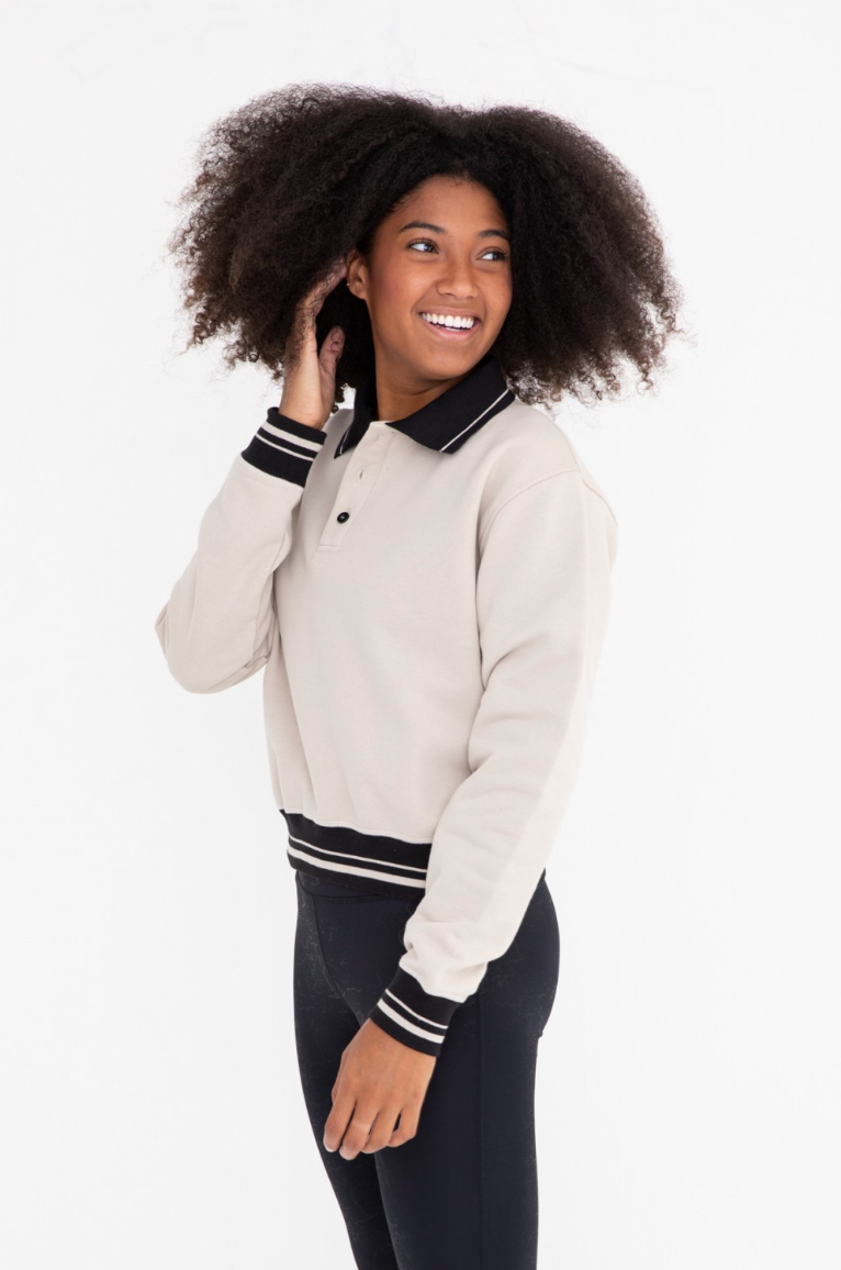 Polo collar Pull Over- Tan by Urban Luxe Lifestyles