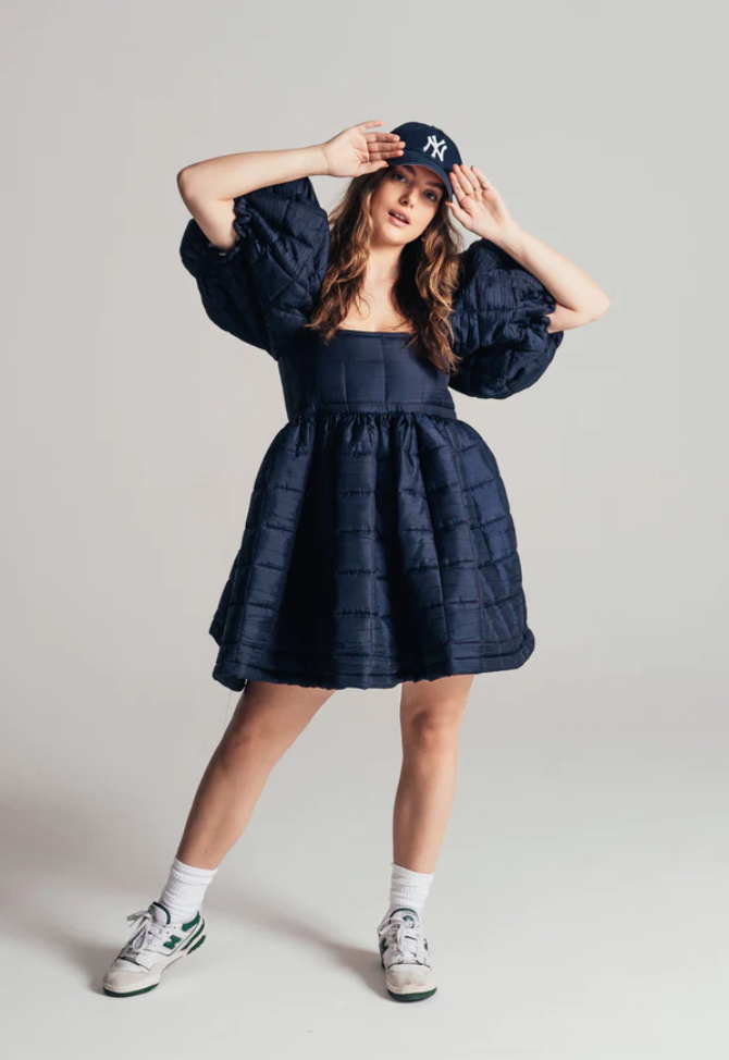 New York Puffer Dress Navy by Madeline Marie