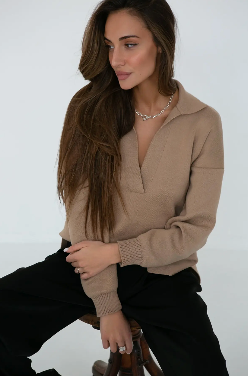 Polo Collar Oversized Jumper by Urban Luxe Lifestyles