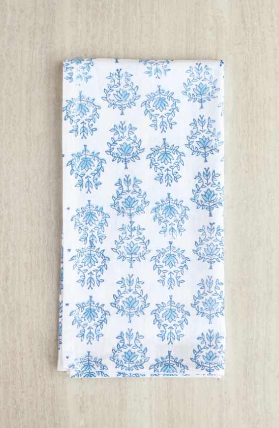 Tea Towel - Lotus, Uniform Blue & Navy by Mended