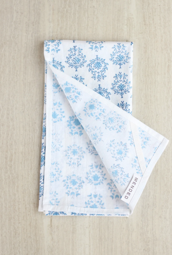 Tea Towel - Lotus, Uniform Blue & Navy by Mended