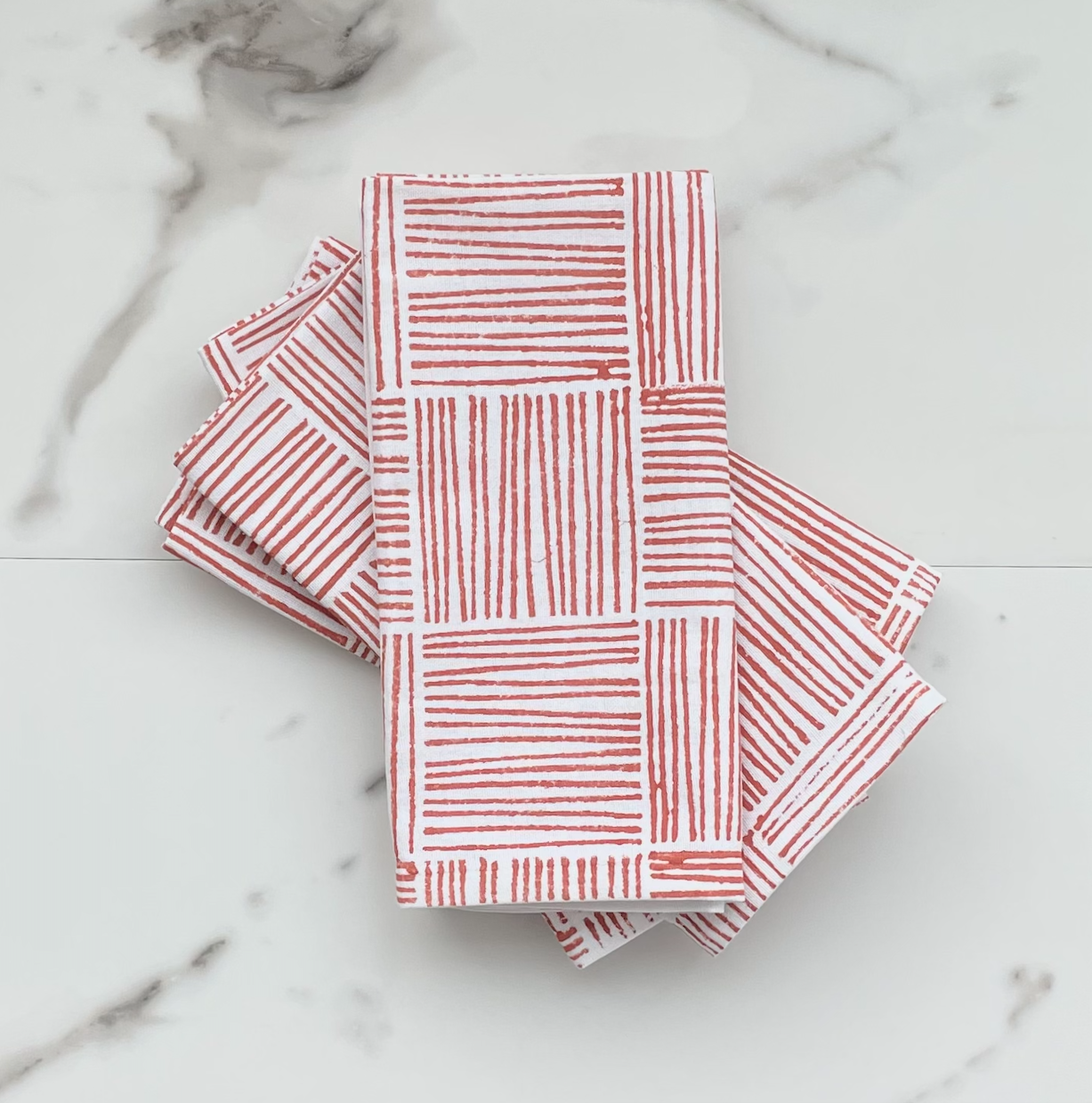 Dinner Napkins (set of 4) - Striped, Coral by Mended