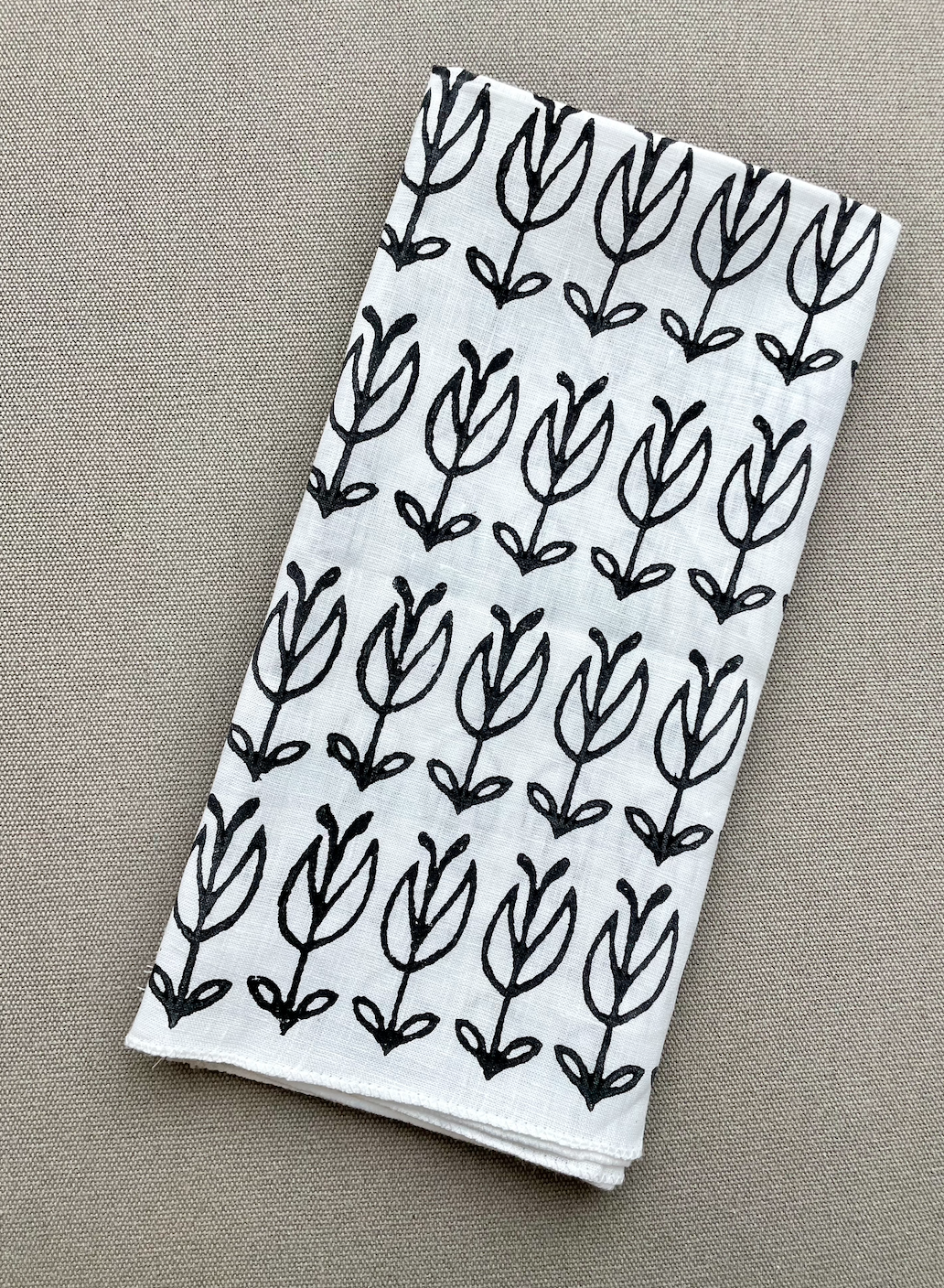 Bandana - White Linen with Black Sprout by Mended